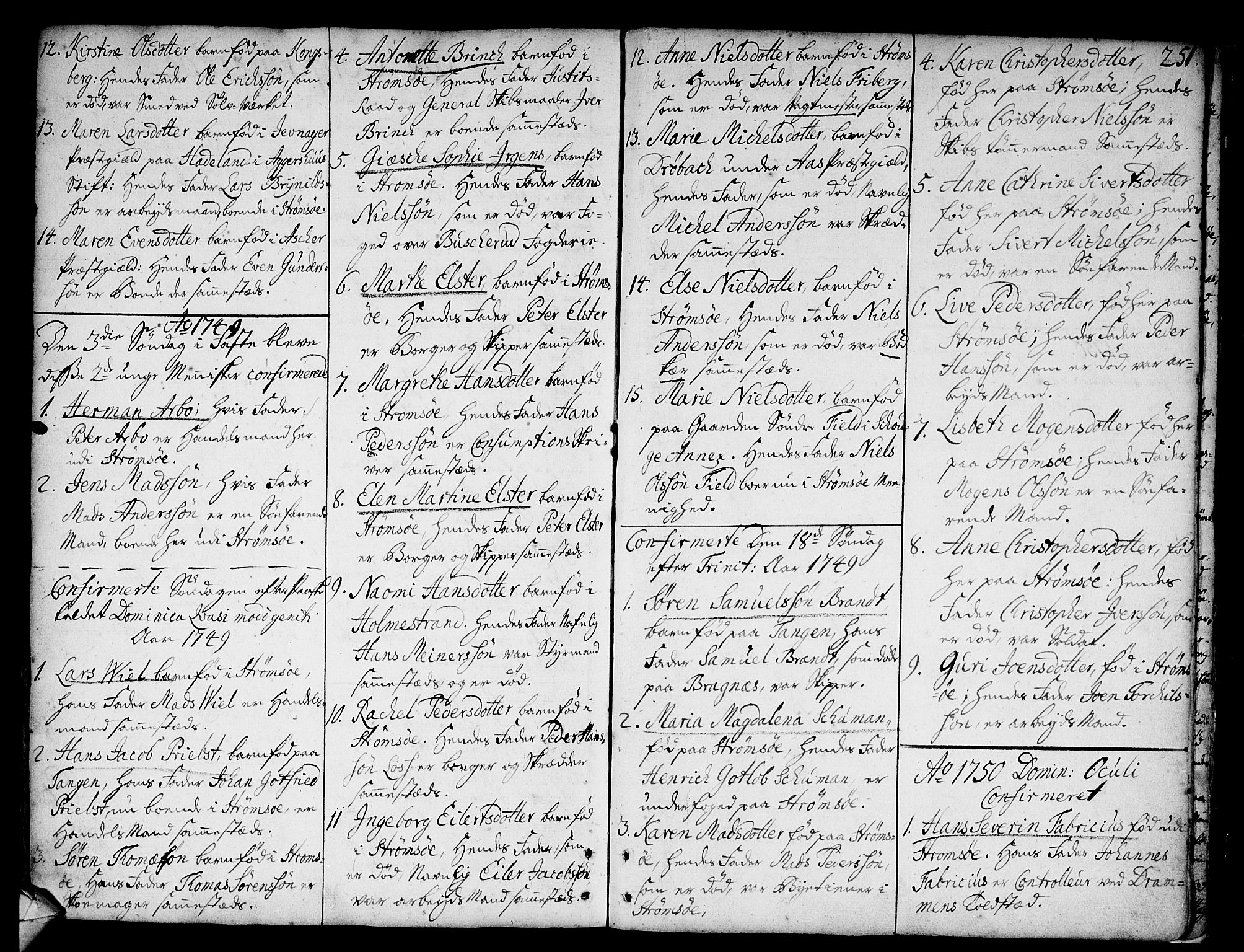 Strømsø kirkebøker, AV/SAKO-A-246/F/Fa/L0008: Parish register (official) no. I 8, 1748-1774, p. 251