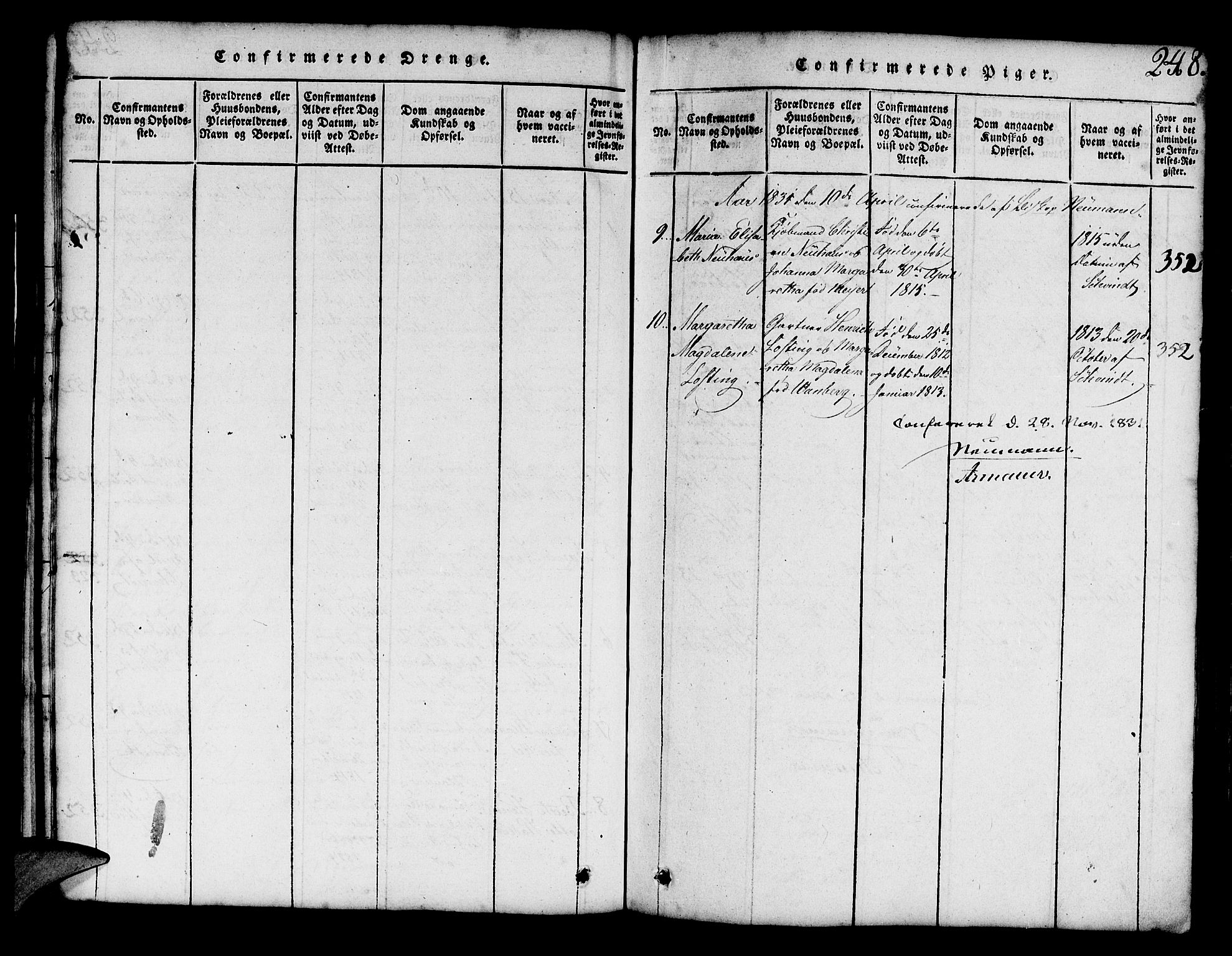 Mariakirken Sokneprestembete, SAB/A-76901/H/Hab/L0001: Parish register (copy) no. A 1, 1815-1846, p. 248
