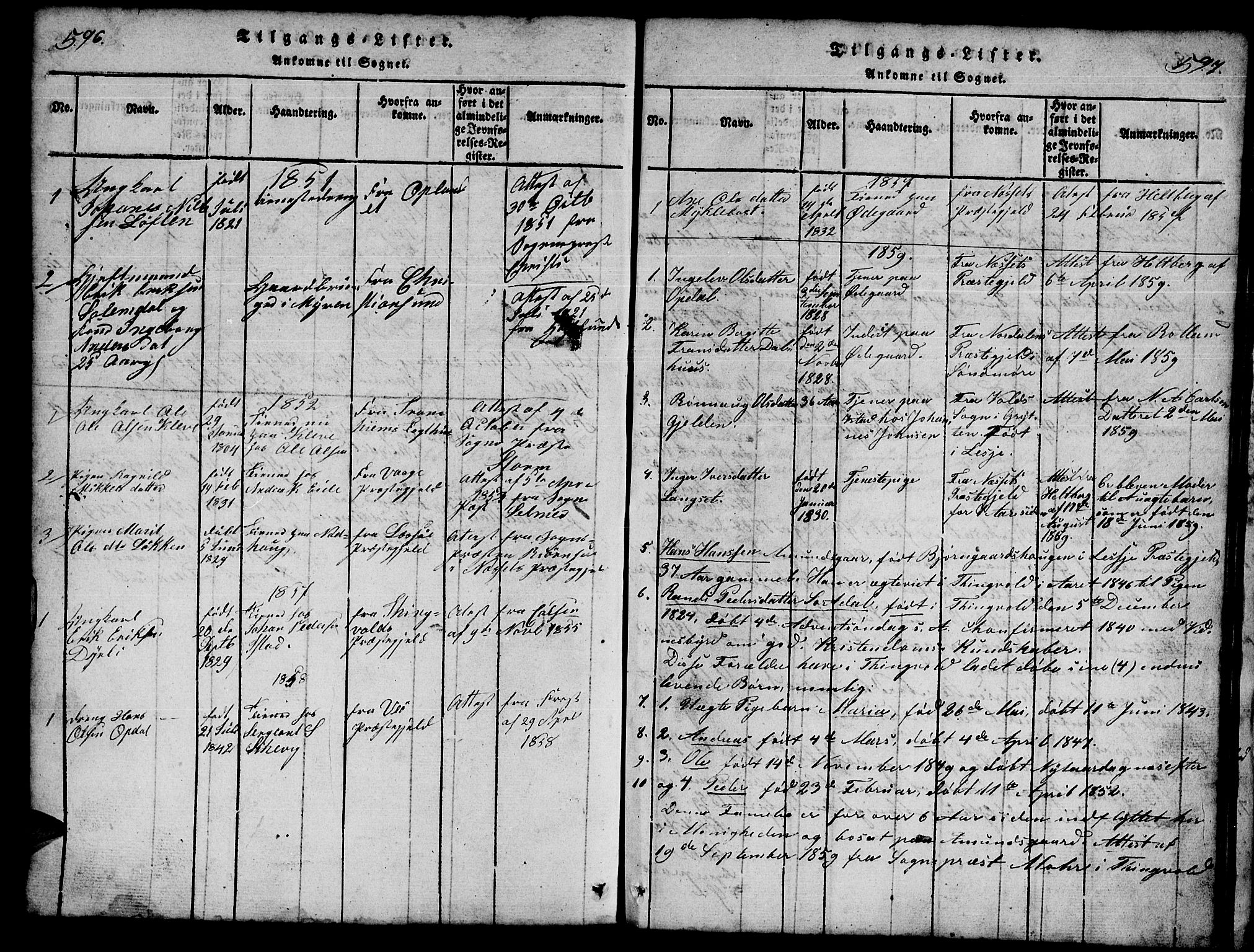 Ministerialprotokoller, klokkerbøker og fødselsregistre - Møre og Romsdal, AV/SAT-A-1454/557/L0683: Parish register (copy) no. 557C01, 1818-1862, p. 596-597