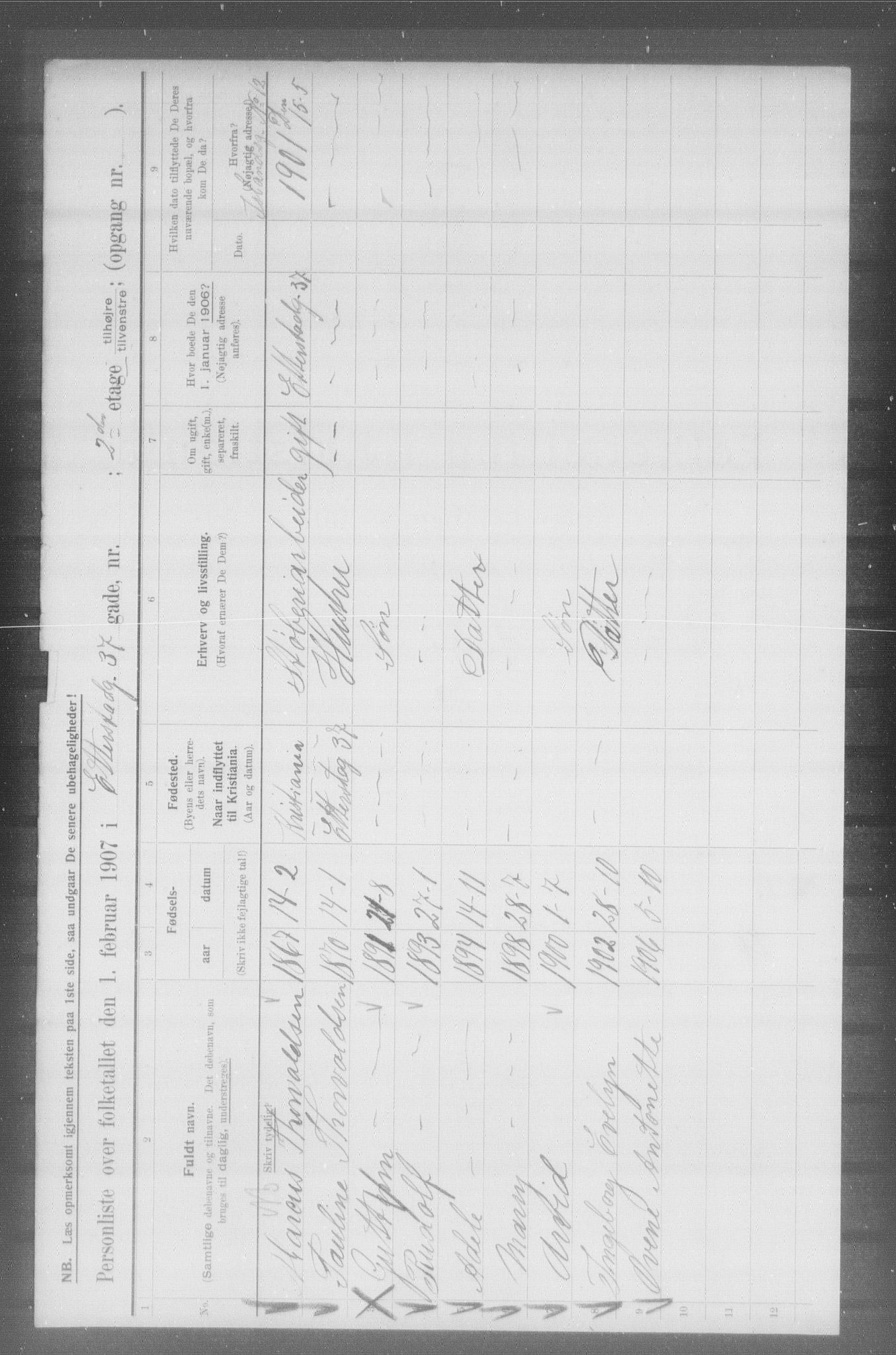 OBA, Municipal Census 1907 for Kristiania, 1907, p. 11422