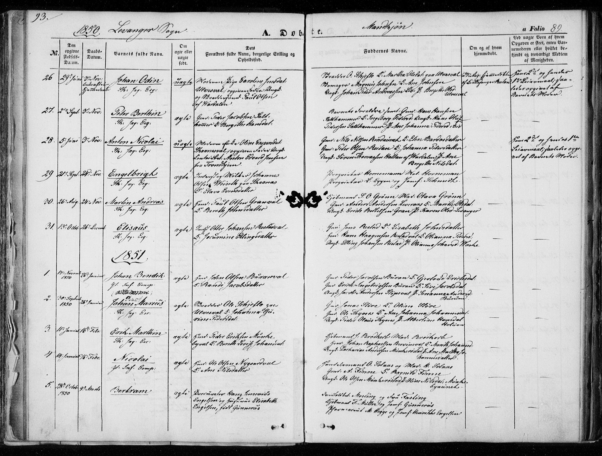 Ministerialprotokoller, klokkerbøker og fødselsregistre - Nord-Trøndelag, SAT/A-1458/720/L0183: Parish register (official) no. 720A01, 1836-1855, p. 89