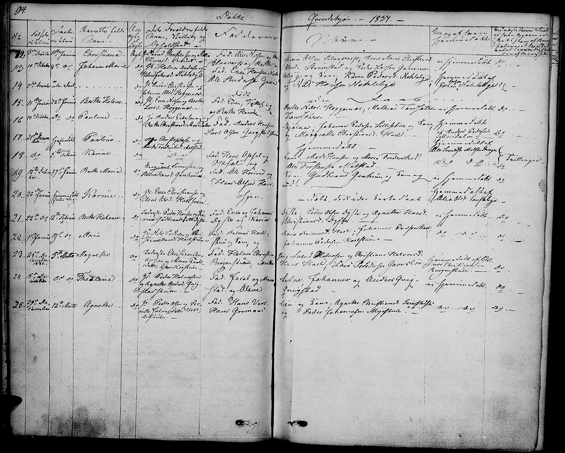 Vestre Toten prestekontor, SAH/PREST-108/H/Ha/Haa/L0002: Parish register (official) no. 2, 1825-1837, p. 94