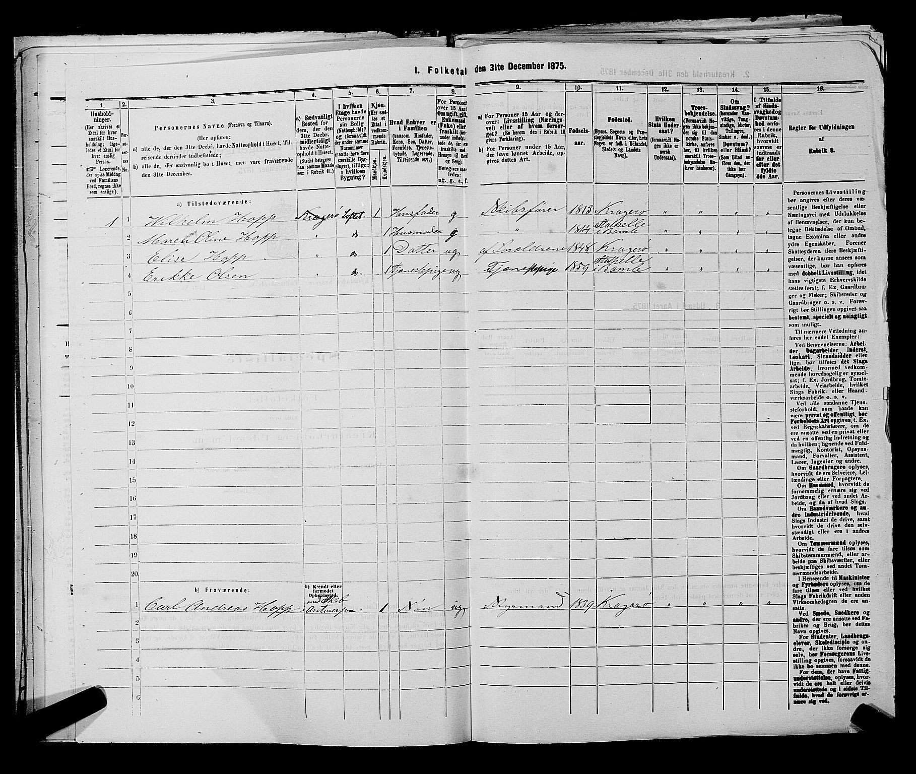 SAKO, 1875 census for 0801P Kragerø, 1875, p. 358