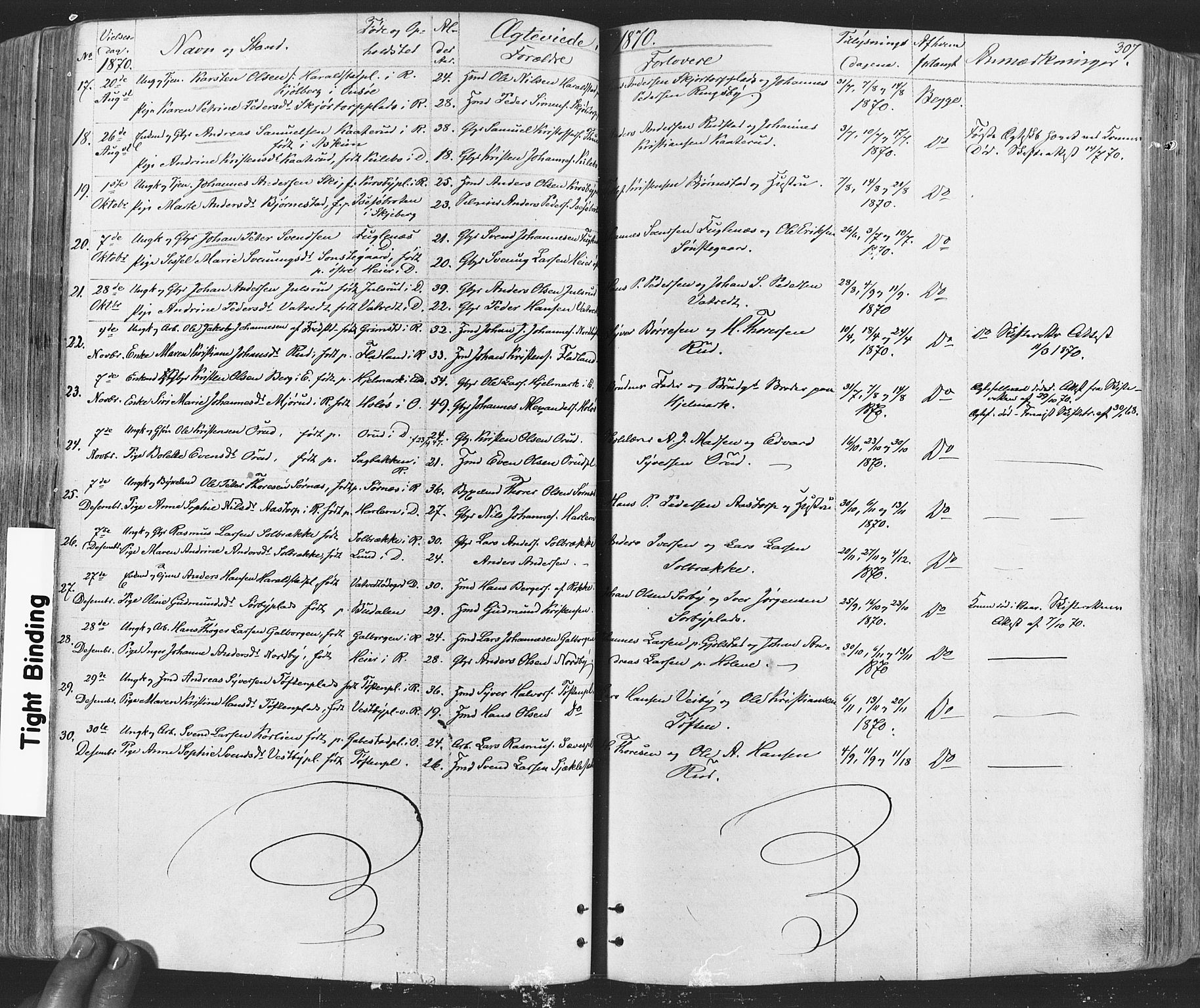 Rakkestad prestekontor Kirkebøker, SAO/A-2008/F/Fa/L0011: Parish register (official) no. I 11, 1862-1877, p. 307