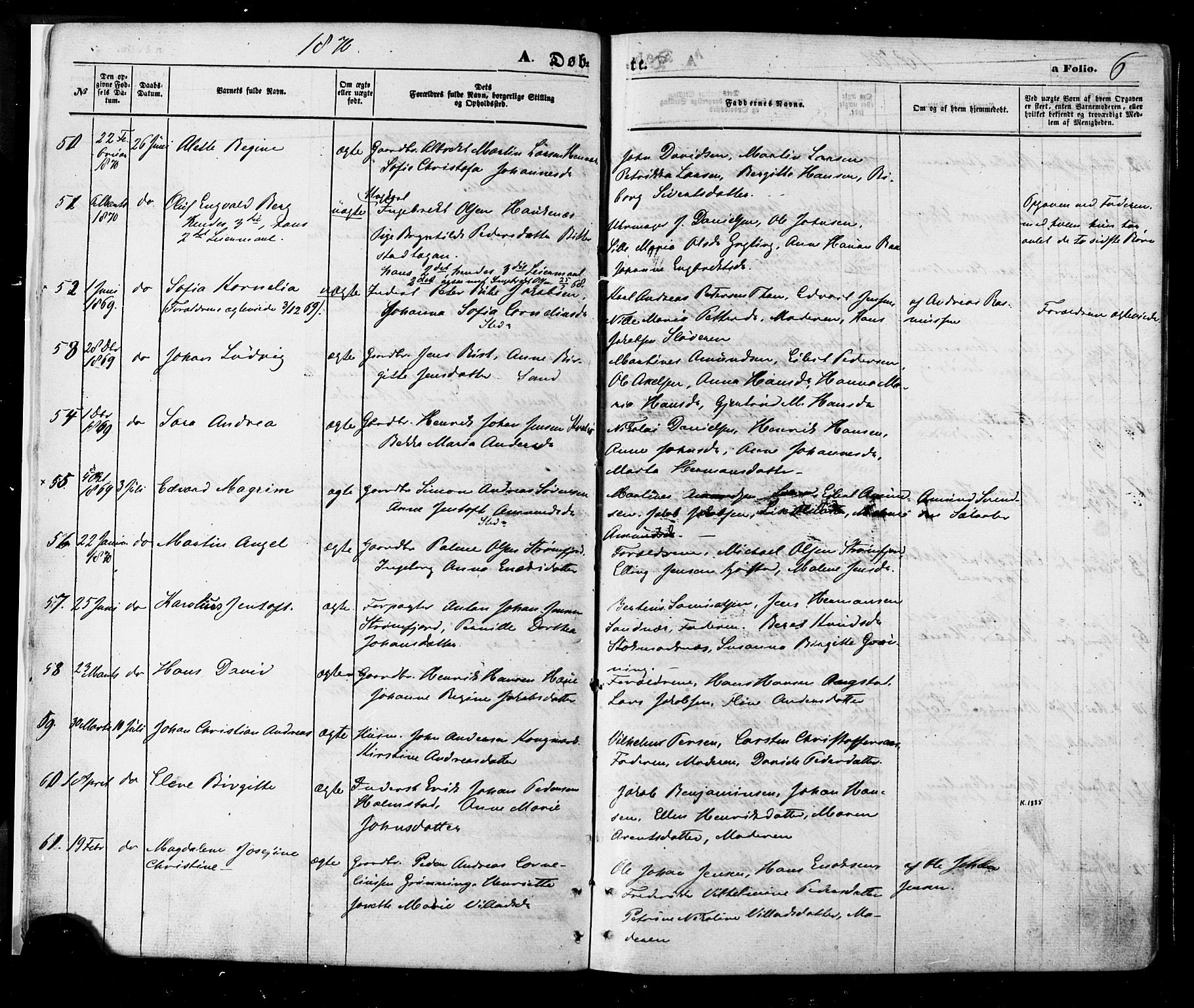 Ministerialprotokoller, klokkerbøker og fødselsregistre - Nordland, AV/SAT-A-1459/888/L1242: Parish register (official) no. 888A08, 1870-1875, p. 6