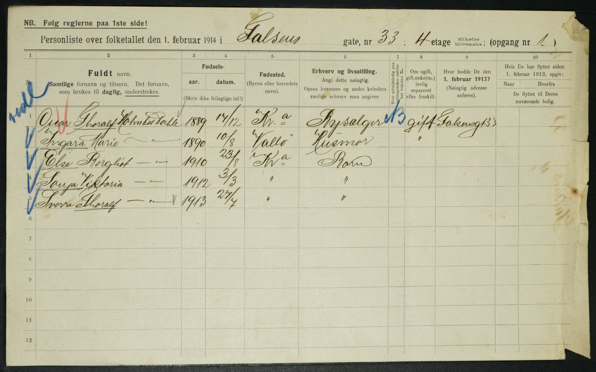 OBA, Municipal Census 1914 for Kristiania, 1914, p. 23773