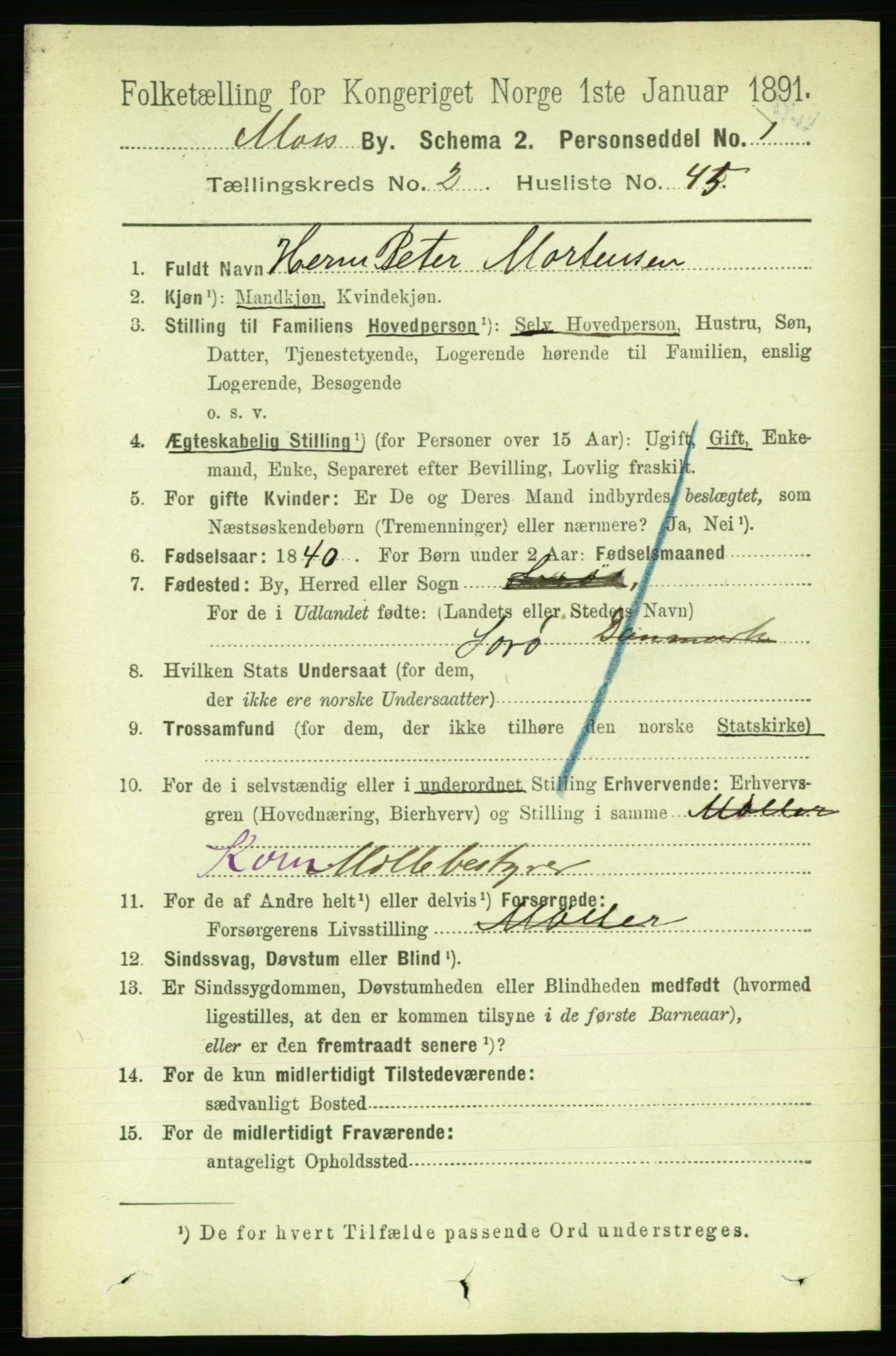 RA, 1891 census for 0104 Moss, 1891, p. 2337