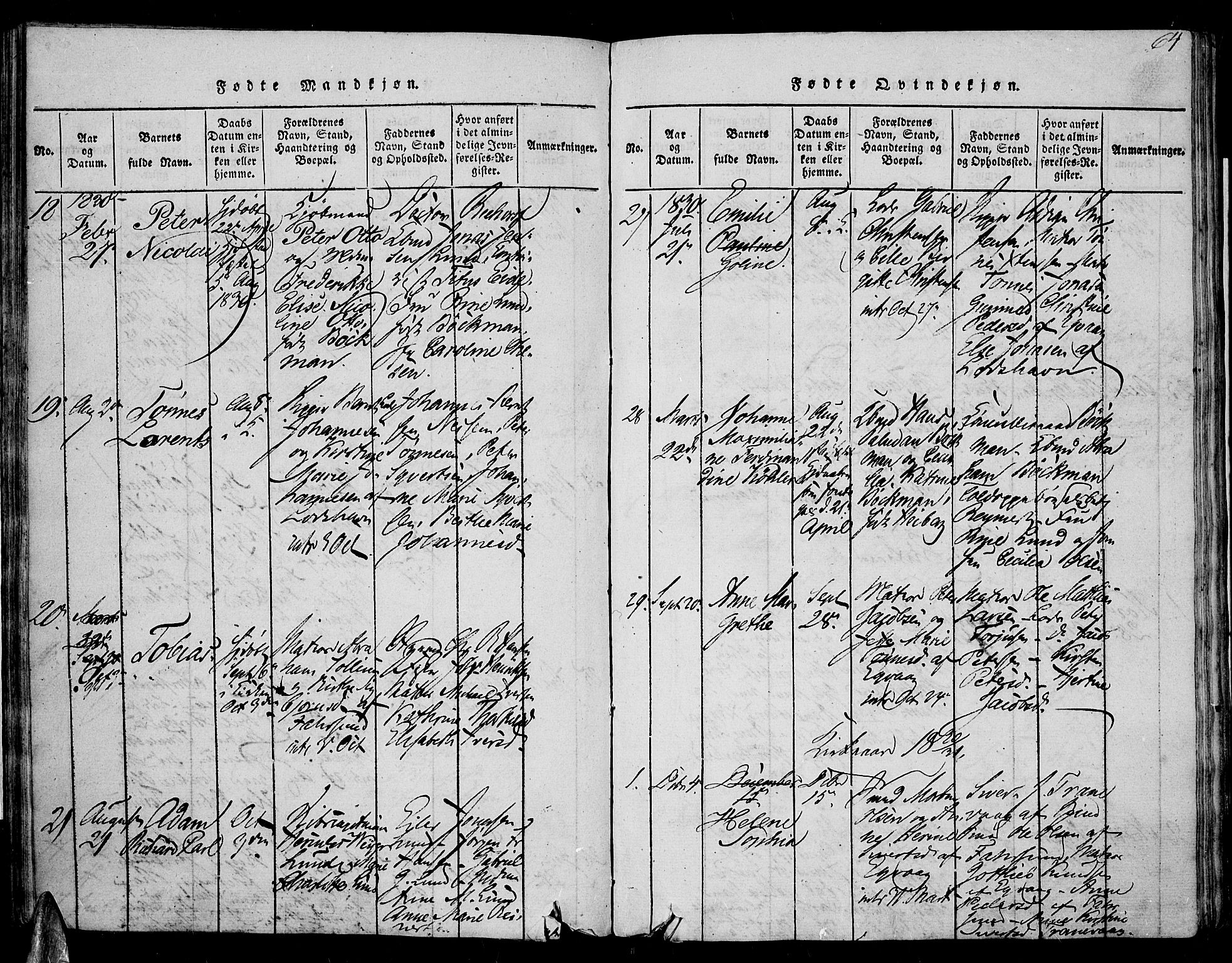 Farsund sokneprestkontor, SAK/1111-0009/F/Fa/L0002: Parish register (official) no. A 2, 1815-1836, p. 64