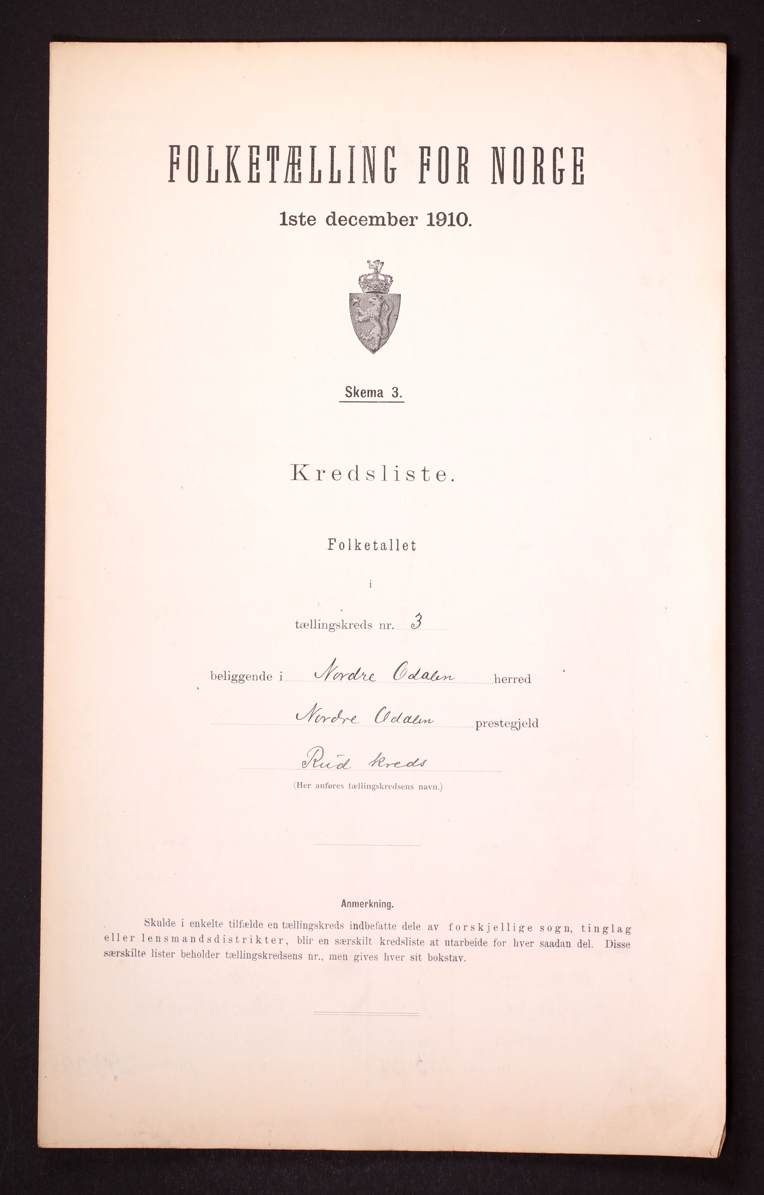 RA, 1910 census for Nord-Odal, 1910, p. 10