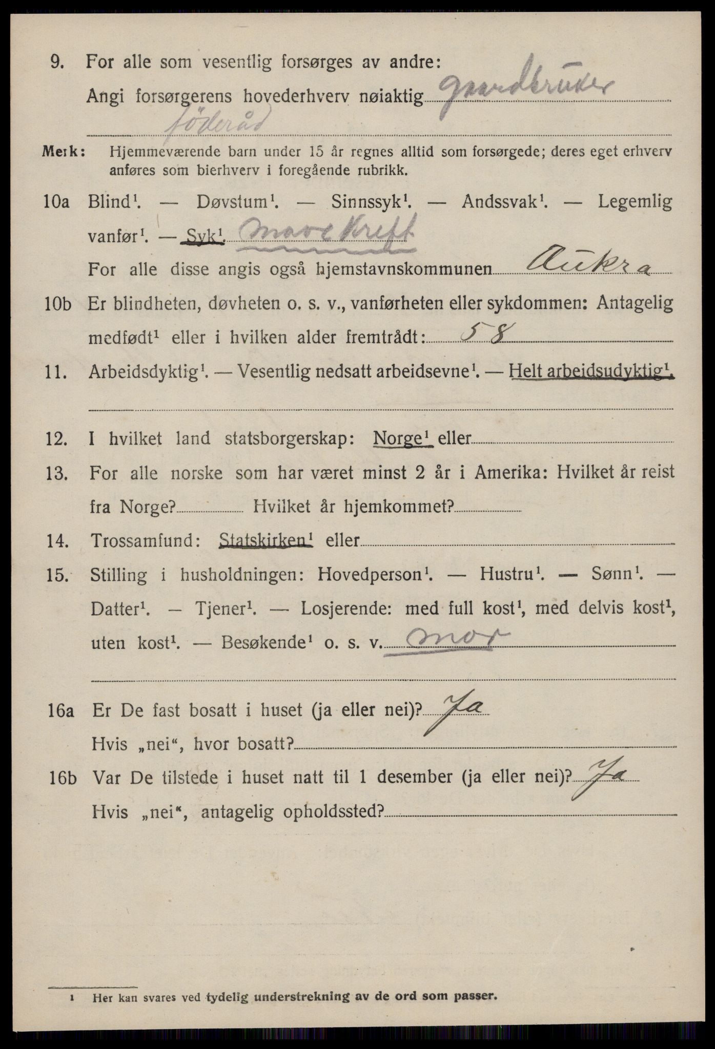 SAT, 1920 census for Aukra, 1920, p. 5468