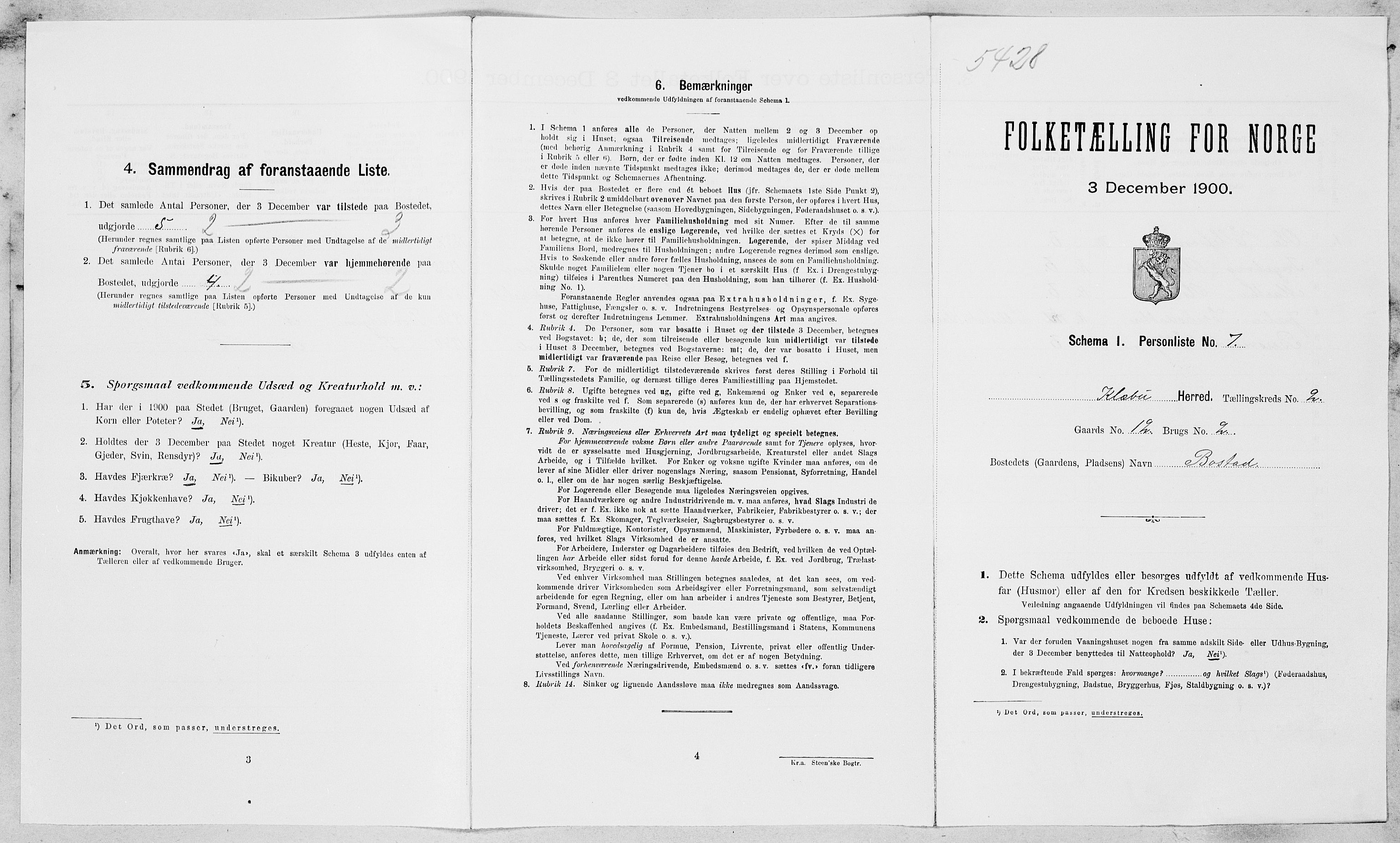 SAT, 1900 census for Klæbu, 1900, p. 82