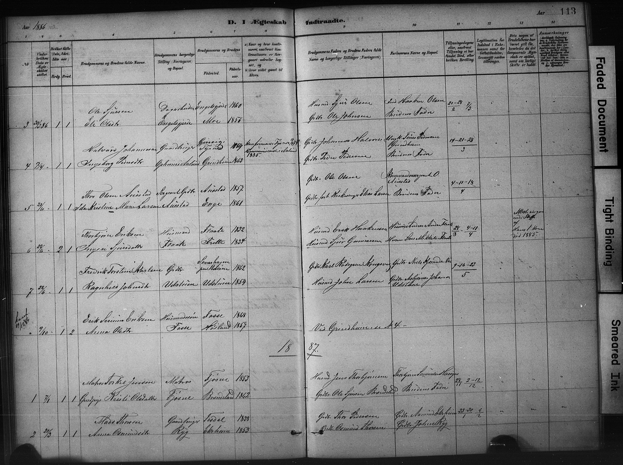 Etne sokneprestembete, SAB/A-75001/H/Hab: Parish register (copy) no. A 5, 1879-1896, p. 113