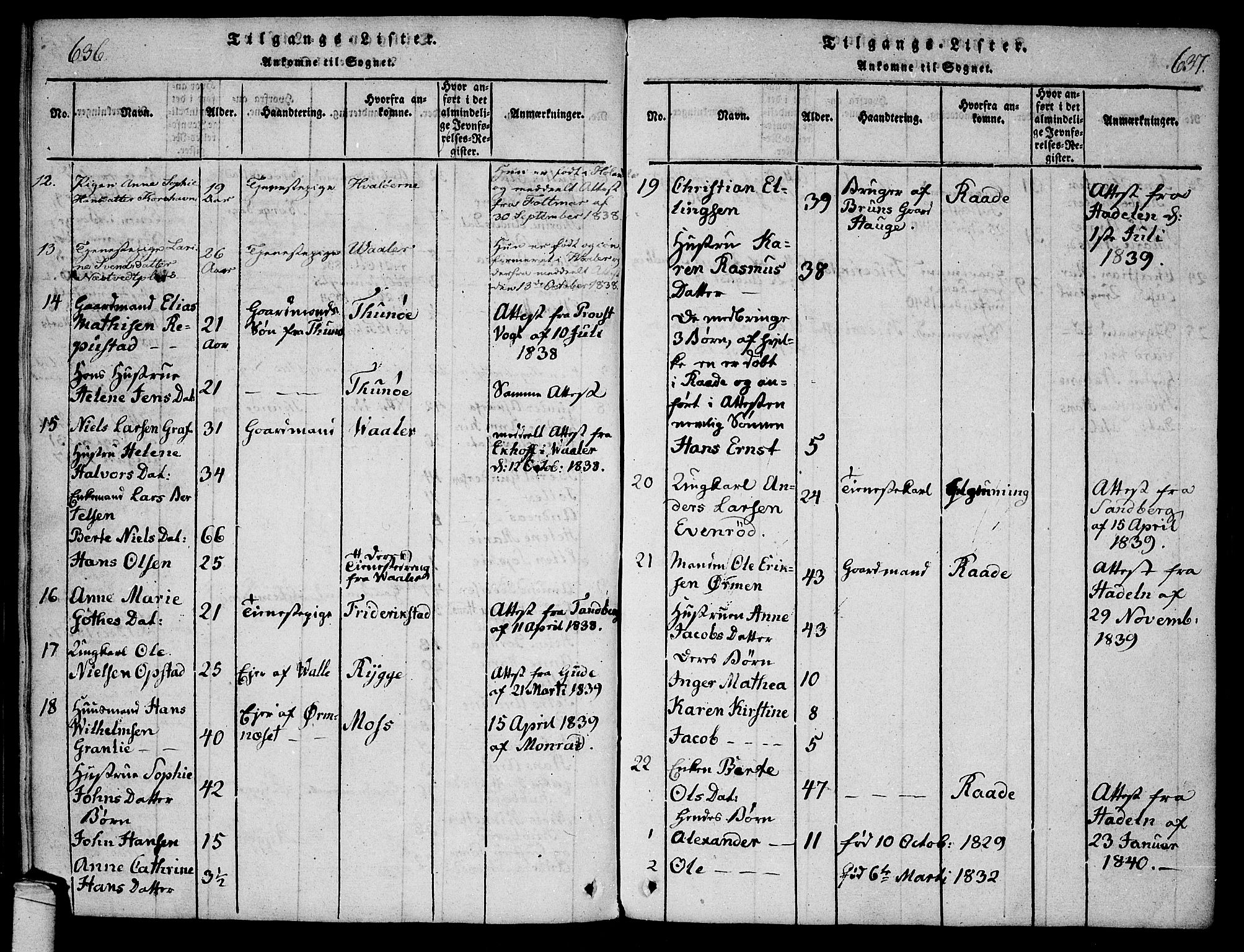 Onsøy prestekontor Kirkebøker, SAO/A-10914/F/Fa/L0002: Parish register (official) no. I 2, 1814-1840, p. 636-637