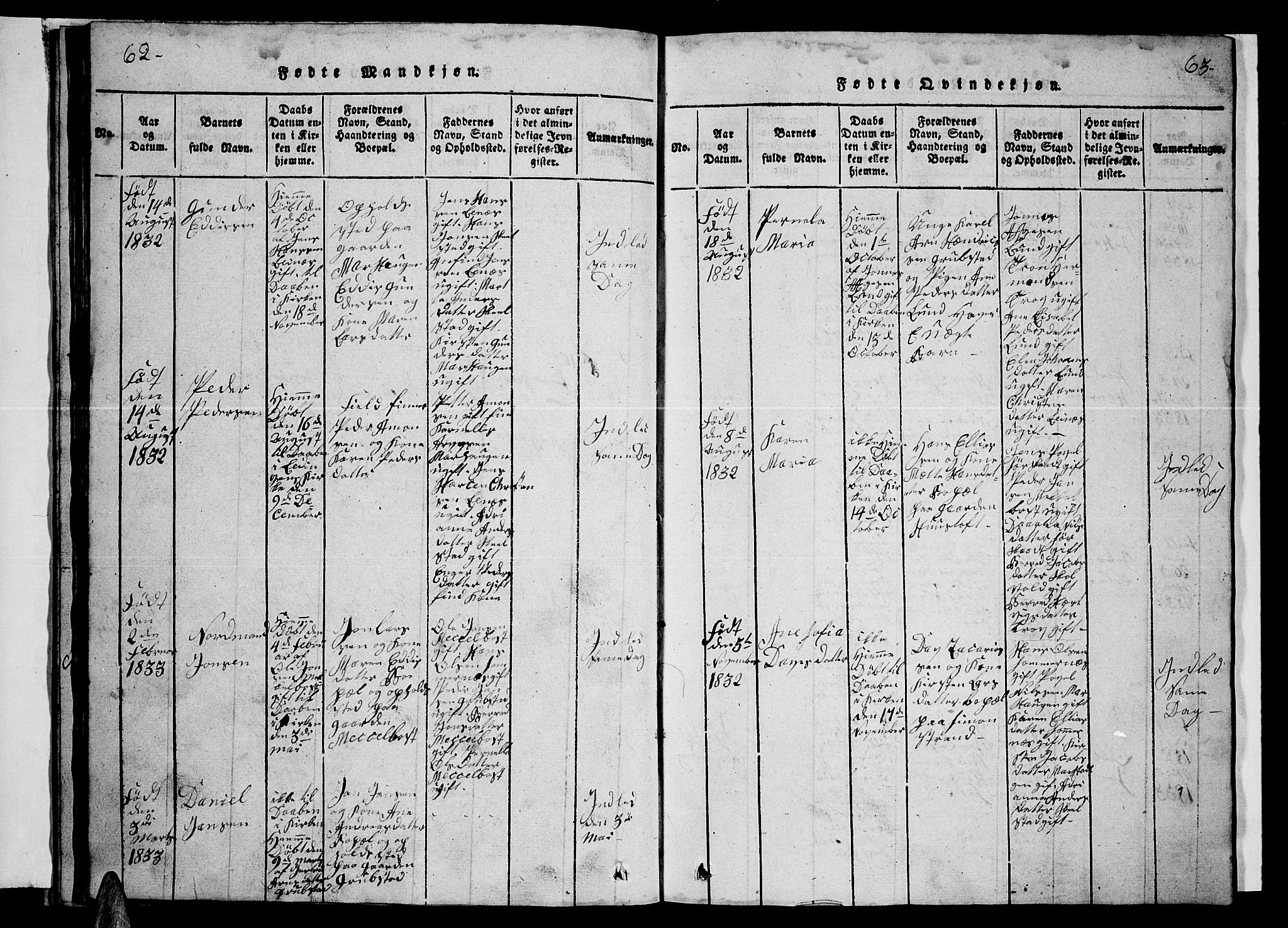 Ministerialprotokoller, klokkerbøker og fødselsregistre - Nordland, AV/SAT-A-1459/857/L0826: Parish register (copy) no. 857C01, 1821-1852, p. 62-63