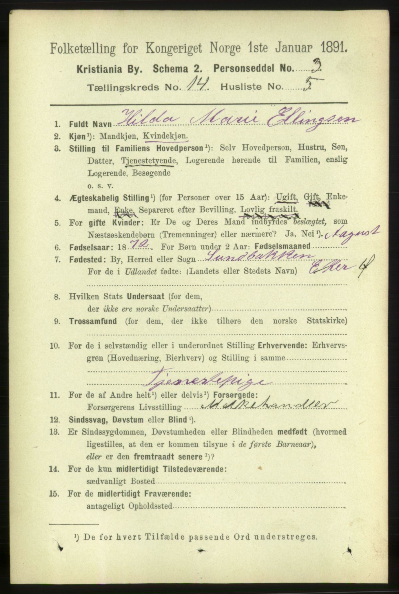 RA, 1891 census for 0301 Kristiania, 1891, p. 6805