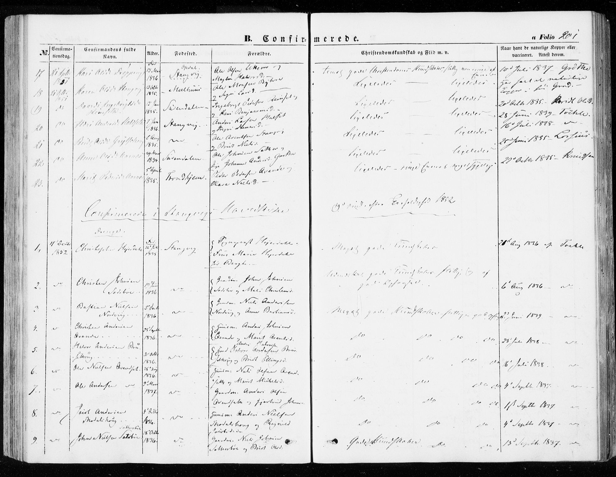 Ministerialprotokoller, klokkerbøker og fødselsregistre - Møre og Romsdal, SAT/A-1454/592/L1026: Parish register (official) no. 592A04, 1849-1867, p. 201