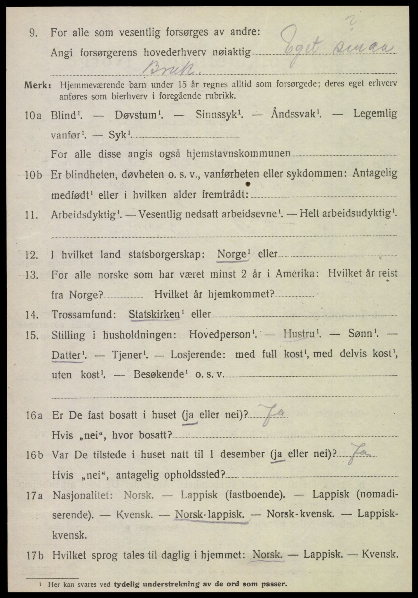 SAT, 1920 census for Fauske, 1920, p. 8187