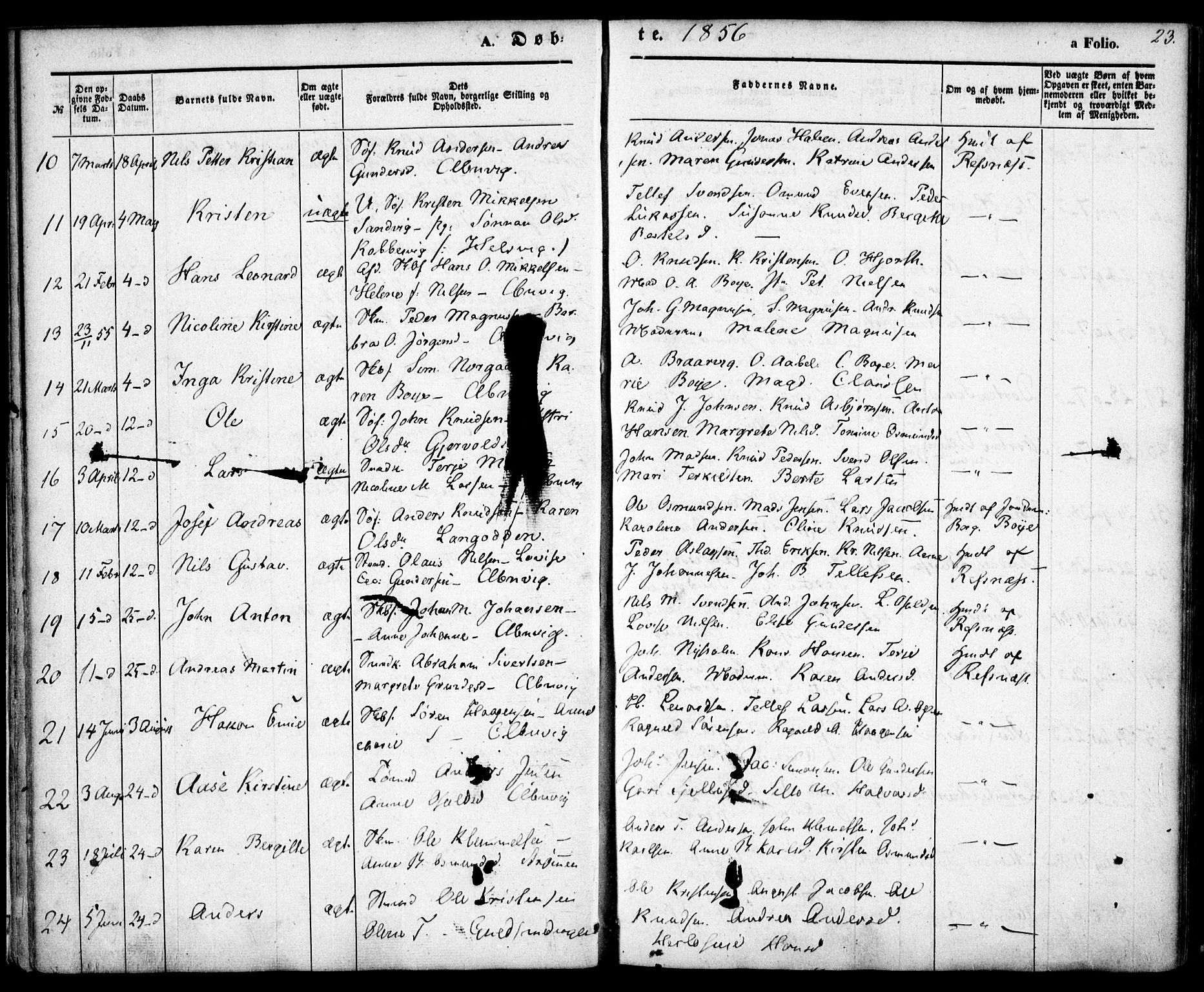 Hisøy sokneprestkontor, AV/SAK-1111-0020/F/Fa/L0001: Parish register (official) no. A 1, 1849-1871, p. 23