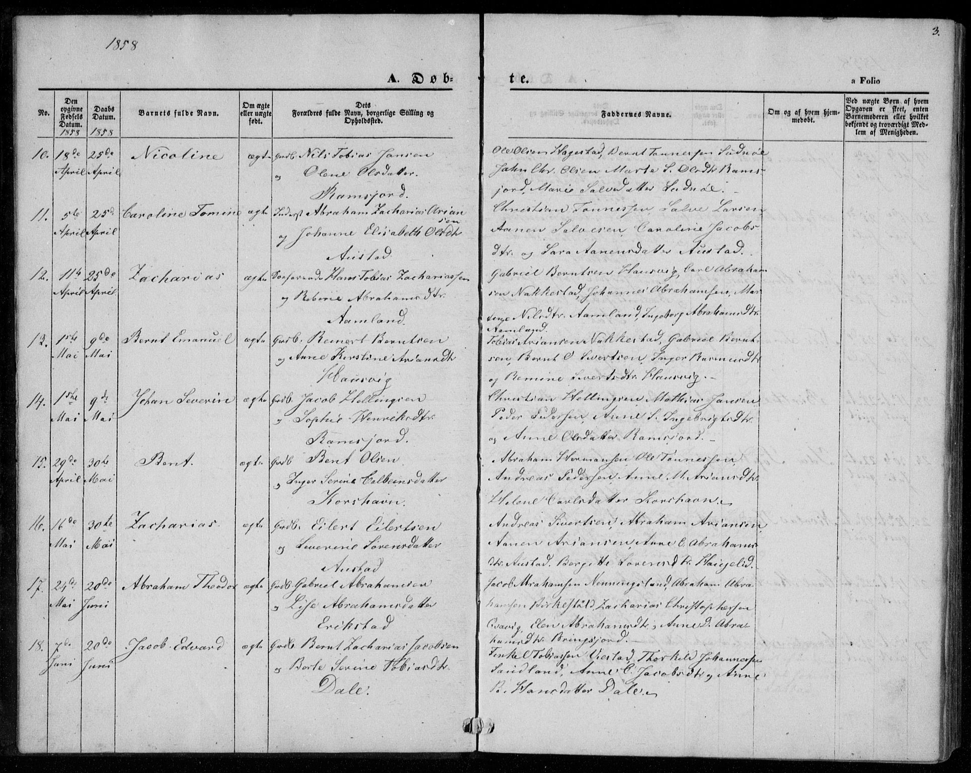 Lyngdal sokneprestkontor, AV/SAK-1111-0029/F/Fa/Faa/L0002: Parish register (official) no. A 2, 1858-1870, p. 3