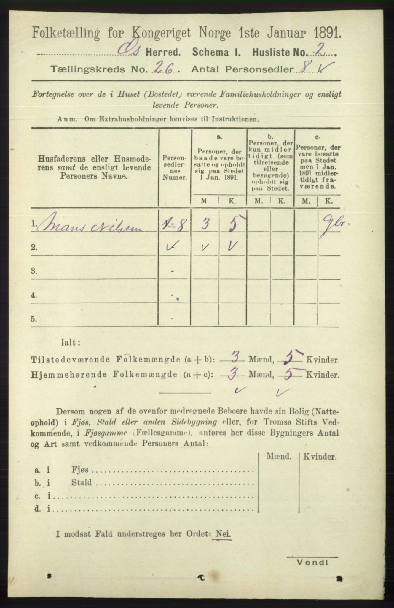 RA, 1891 census for 1243 Os, 1891, p. 5474