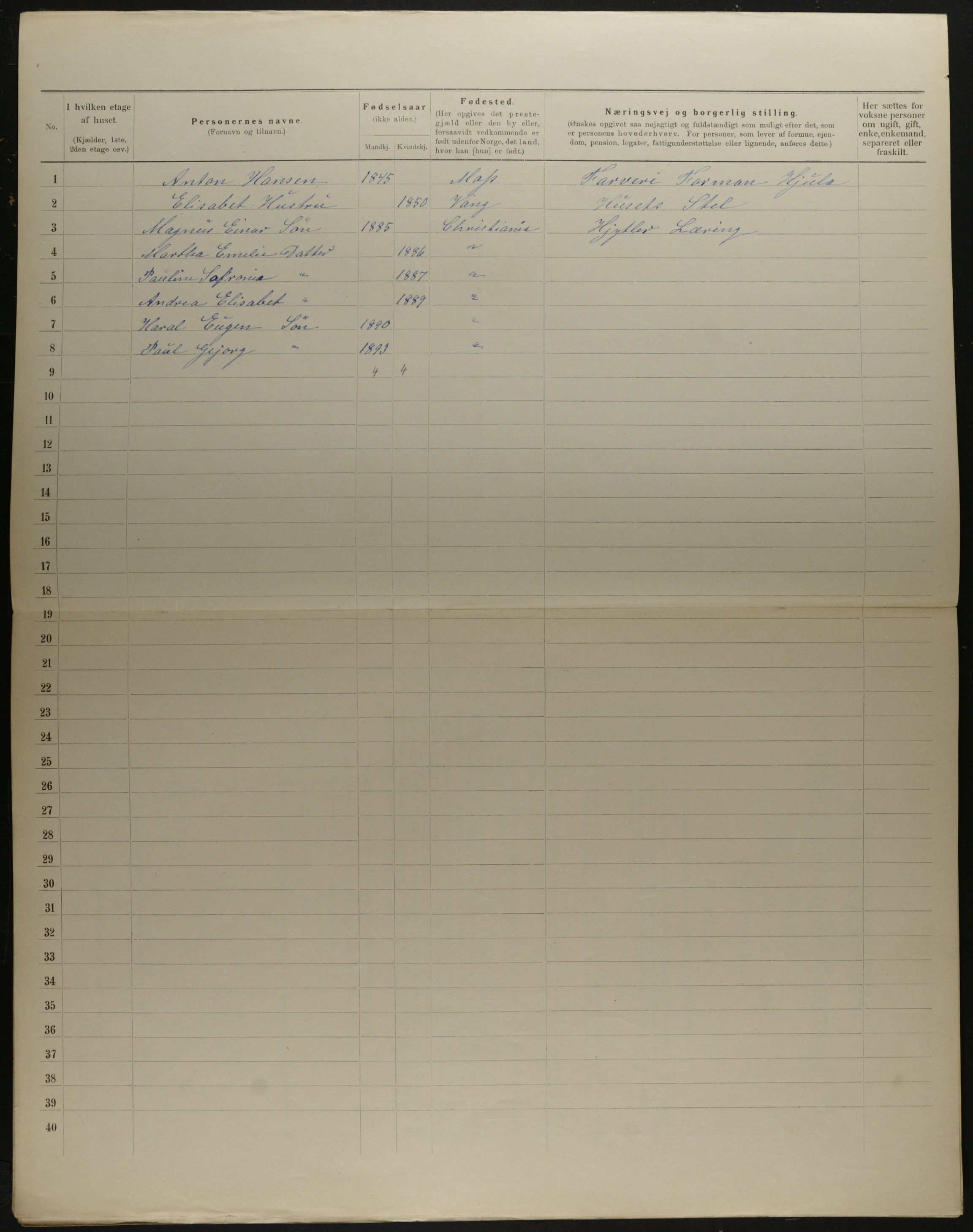 OBA, Municipal Census 1901 for Kristiania, 1901, p. 13340