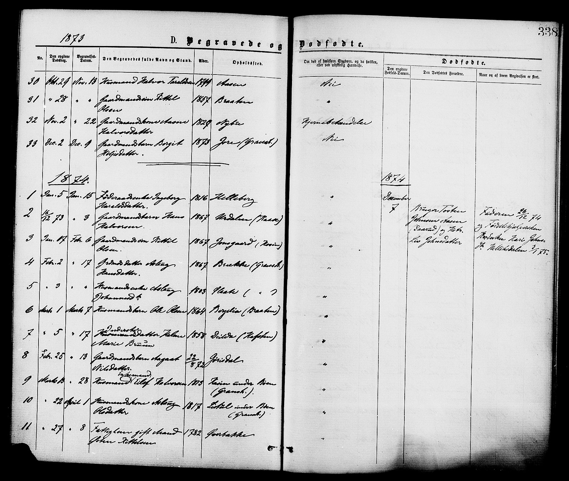Gransherad kirkebøker, SAKO/A-267/F/Fa/L0004: Parish register (official) no. I 4, 1871-1886, p. 338