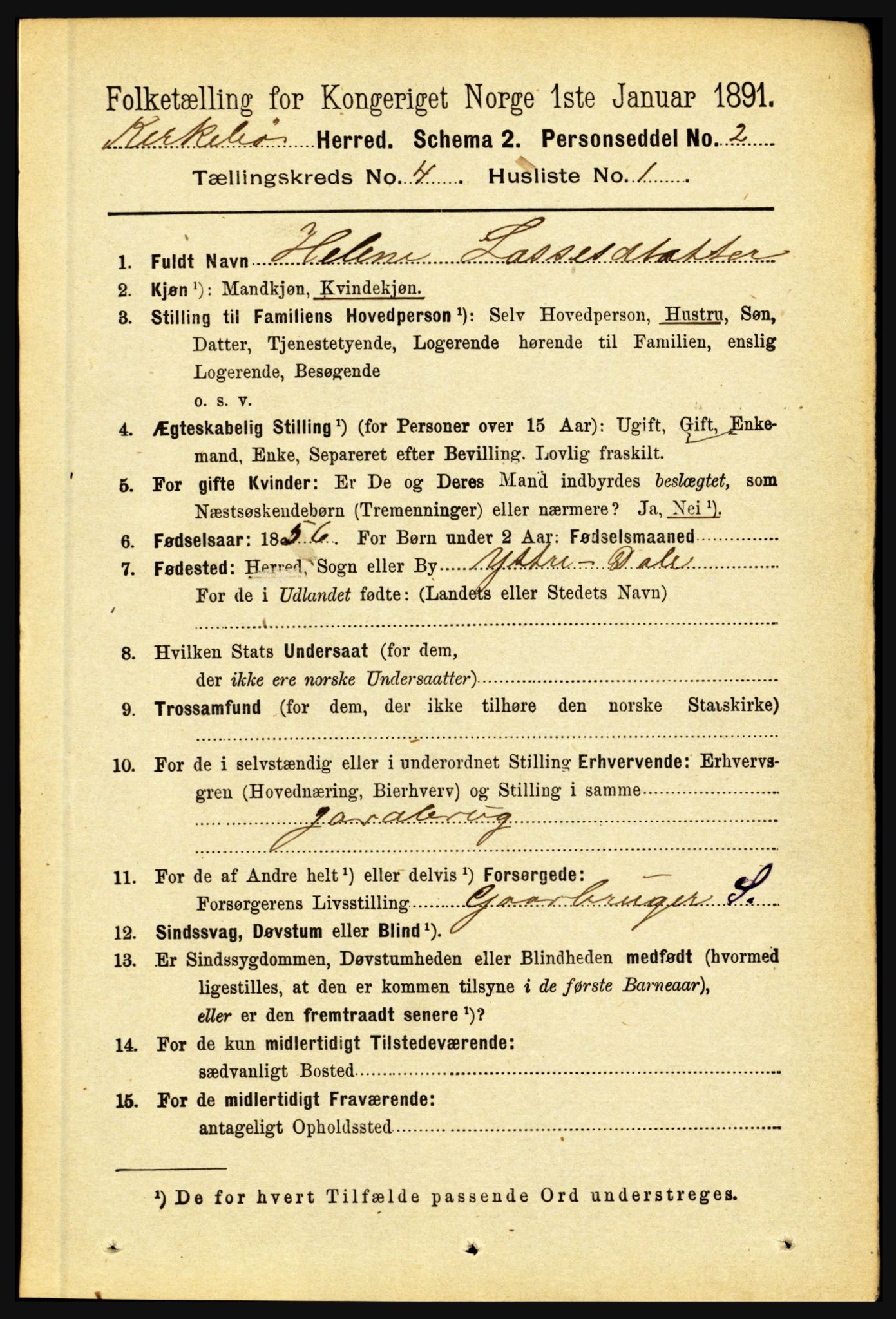 RA, 1891 census for 1416 Kyrkjebø, 1891, p. 866