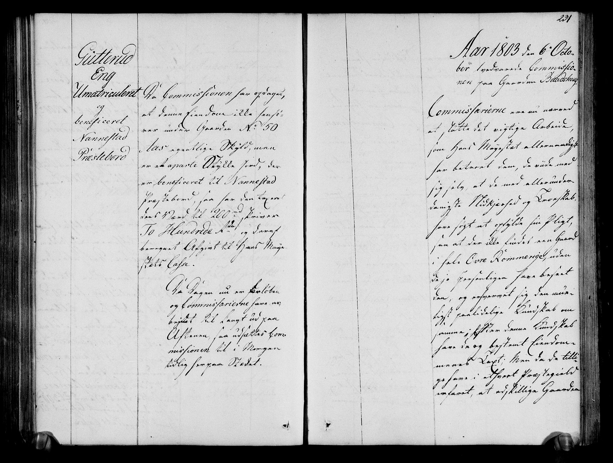 Rentekammeret inntil 1814, Realistisk ordnet avdeling, AV/RA-EA-4070/N/Ne/Nea/L0019: Øvre Romerike fogderi. Deliberasjonsprotokoll, 1803, p. 233