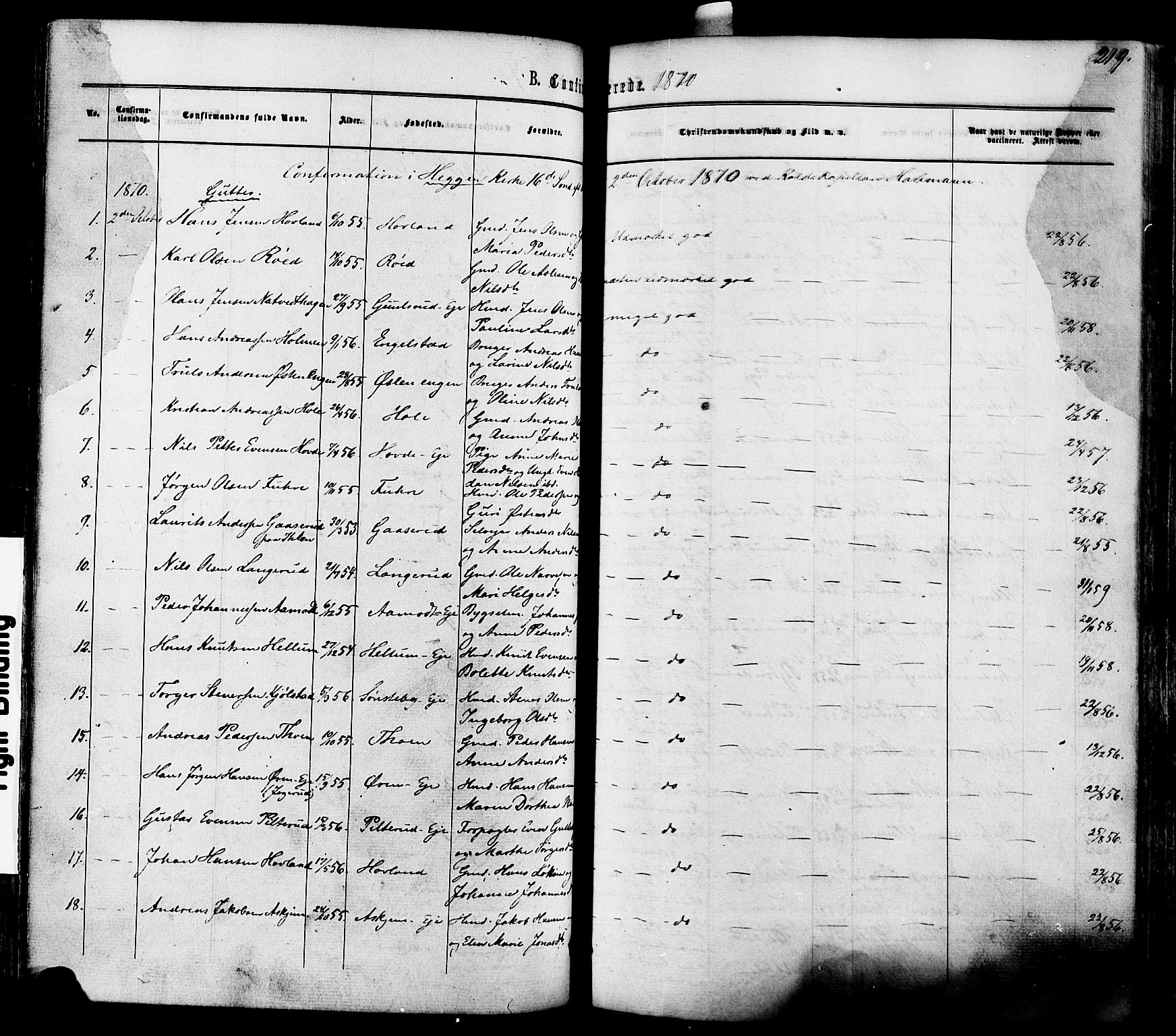 Modum kirkebøker, AV/SAKO-A-234/F/Fa/L0010: Parish register (official) no. 10, 1865-1876, p. 219