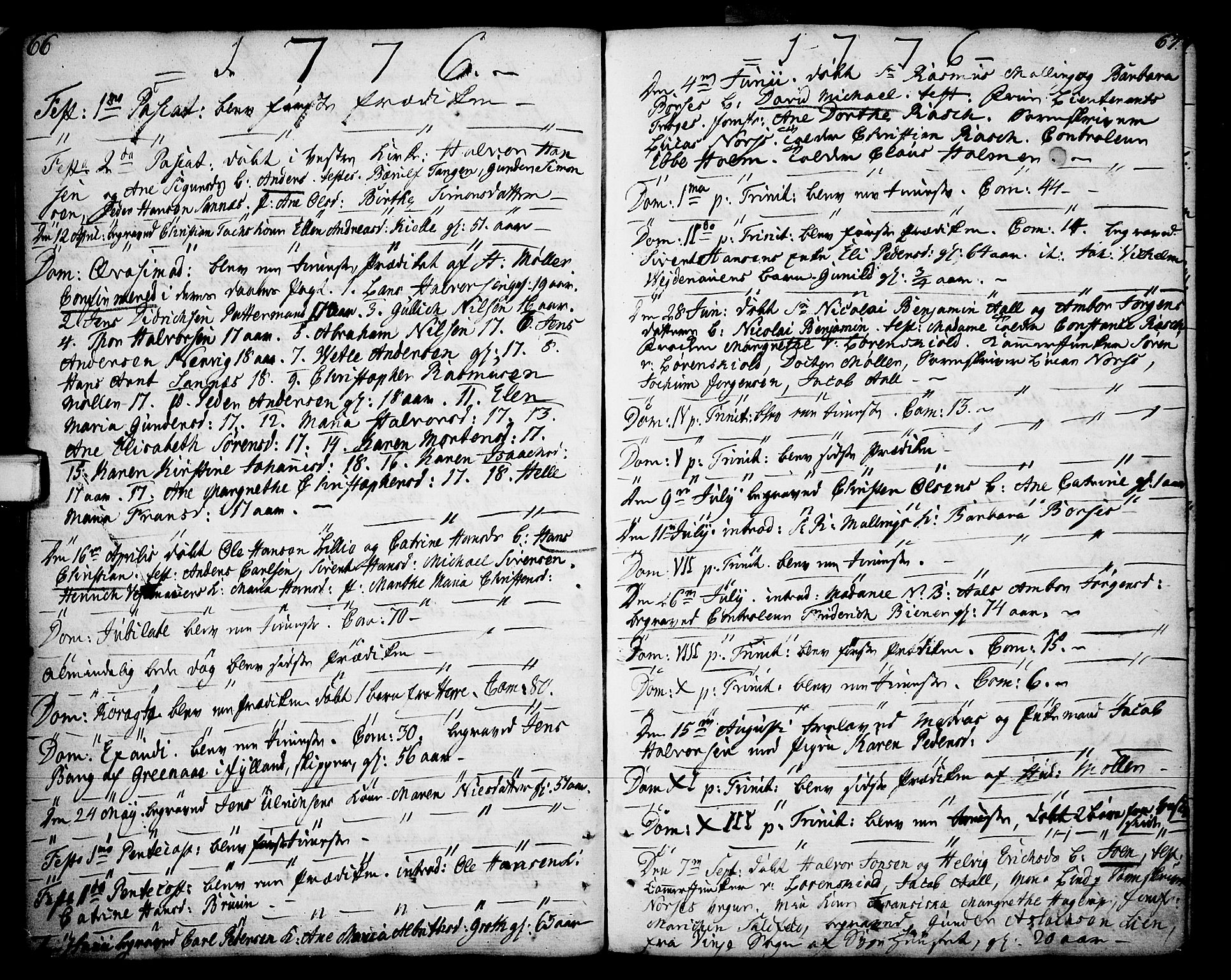 Porsgrunn kirkebøker , SAKO/A-104/F/Fa/L0002: Parish register (official) no. 2, 1764-1814, p. 66-67