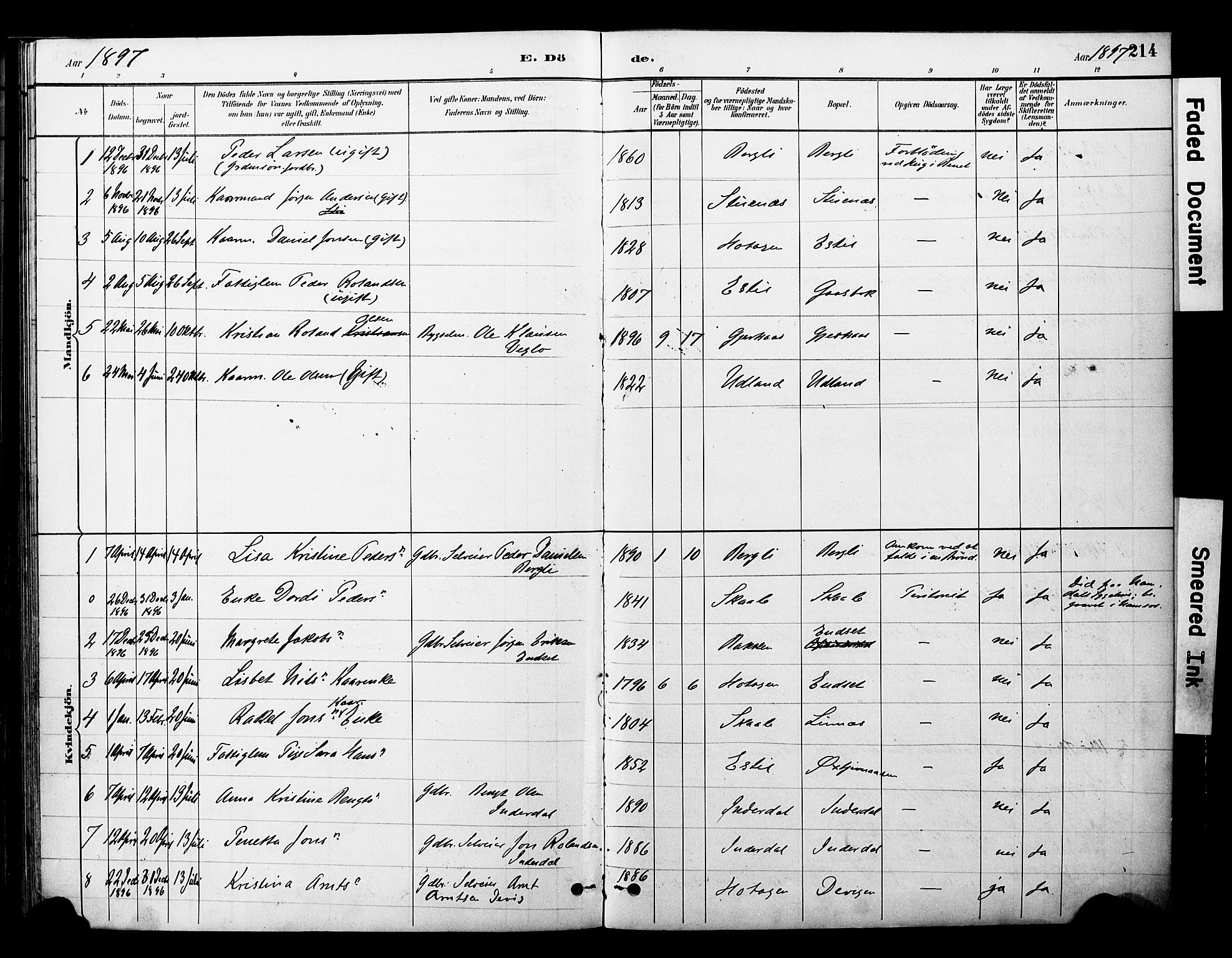Ministerialprotokoller, klokkerbøker og fødselsregistre - Nord-Trøndelag, SAT/A-1458/757/L0505: Parish register (official) no. 757A01, 1882-1904, p. 214