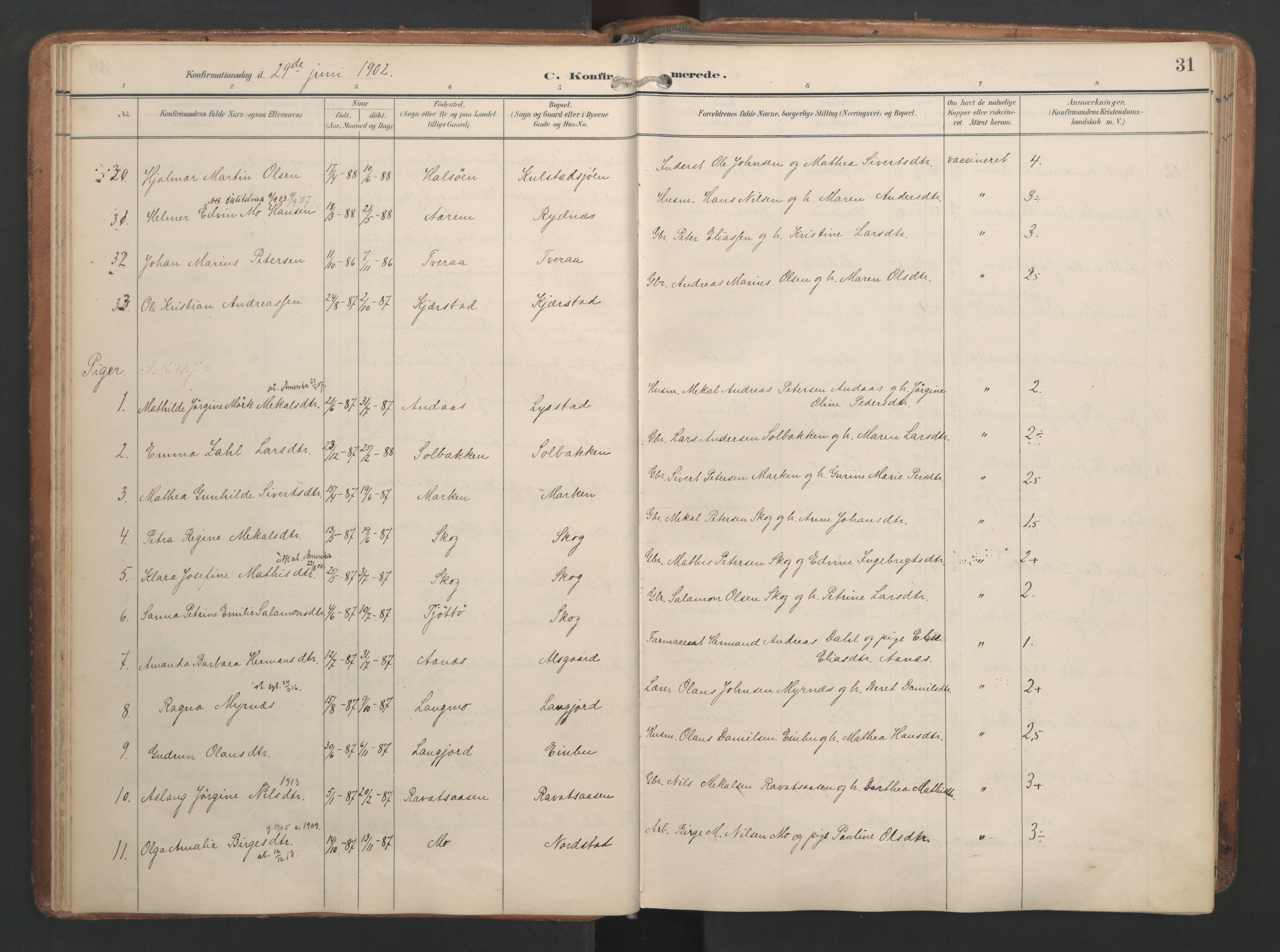 Ministerialprotokoller, klokkerbøker og fødselsregistre - Nordland, AV/SAT-A-1459/820/L0298: Parish register (official) no. 820A19, 1897-1915, p. 31