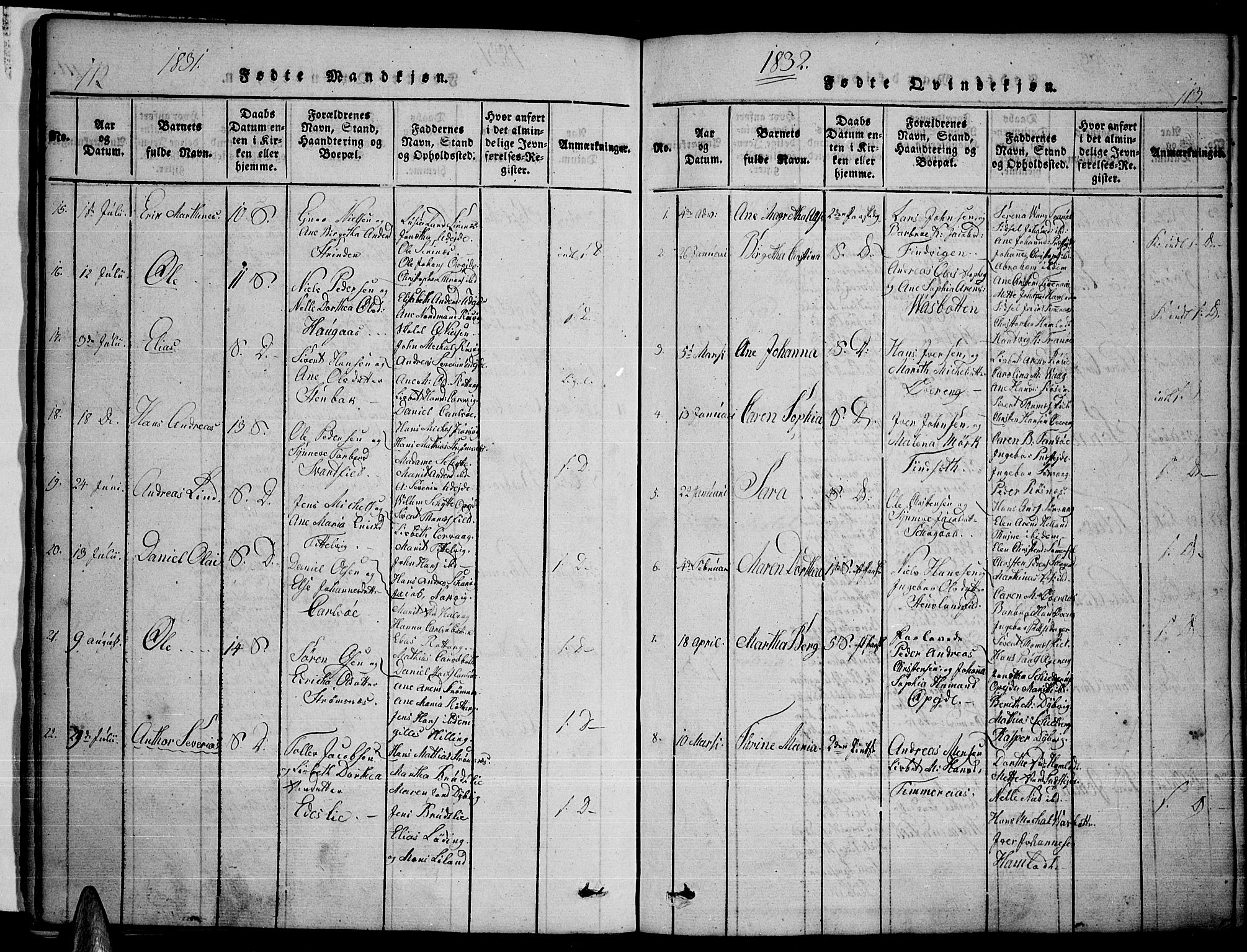 Ministerialprotokoller, klokkerbøker og fødselsregistre - Nordland, SAT/A-1459/859/L0842: Parish register (official) no. 859A02, 1821-1839, p. 112-113