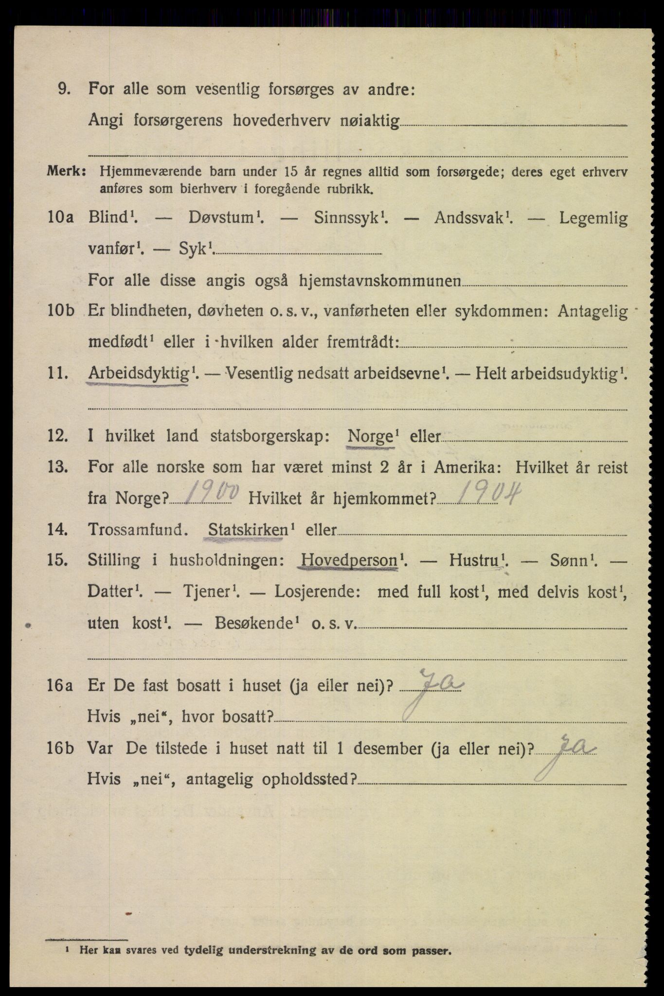 SAK, 1920 census for Fjotland, 1920, p. 895