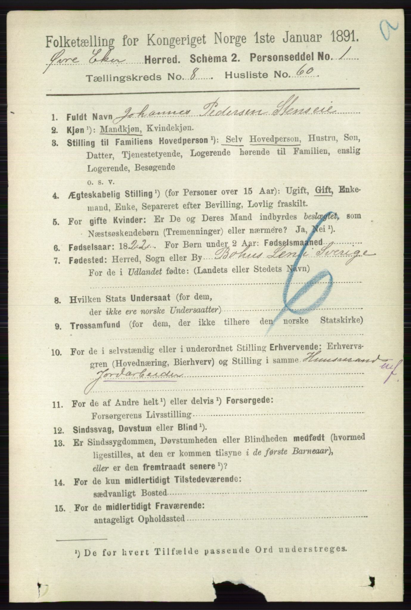 RA, 1891 census for 0624 Øvre Eiker, 1891, p. 3574