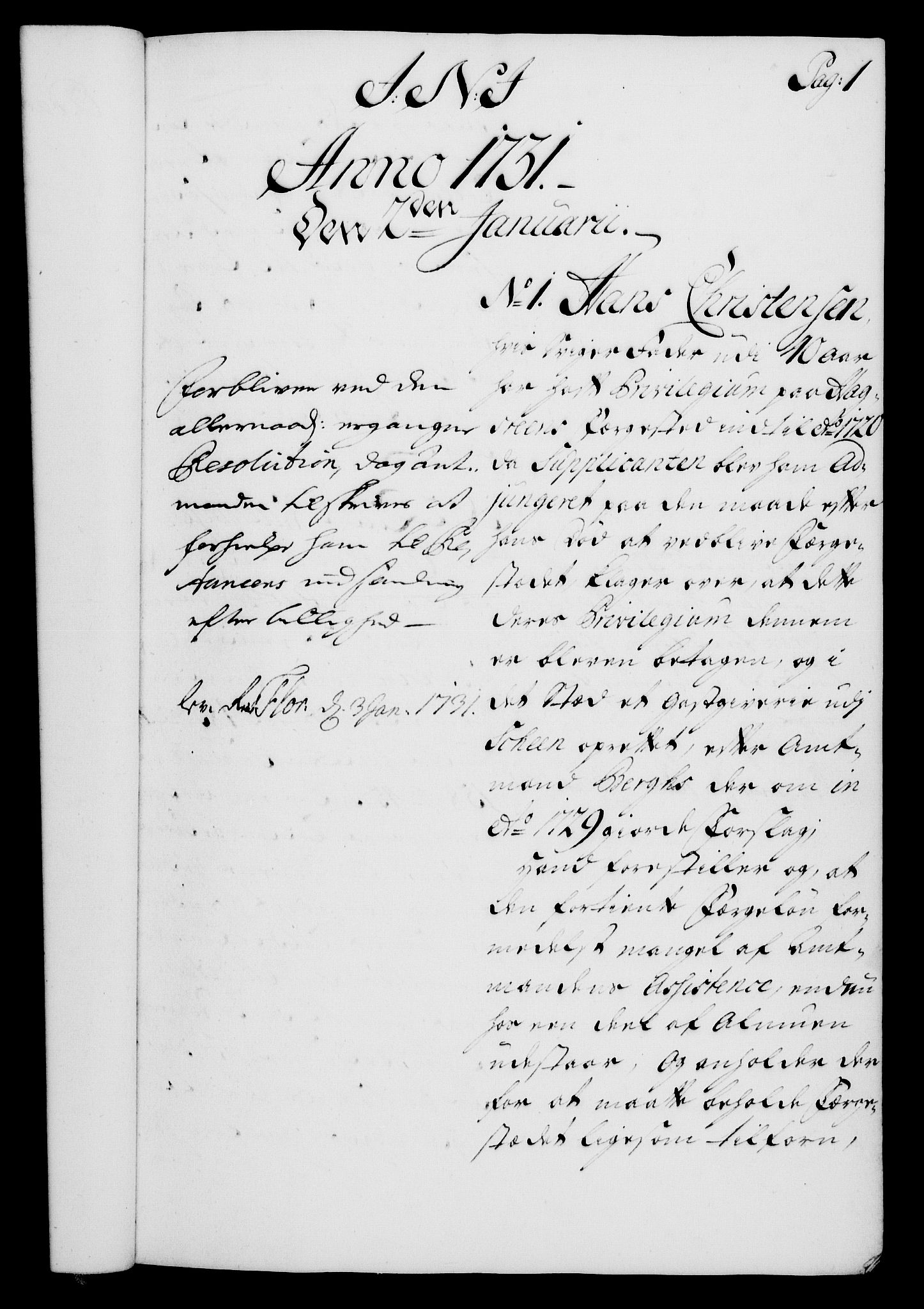 Rentekammeret, Kammerkanselliet, RA/EA-3111/G/Gh/Gha/L0013: Norsk ekstraktmemorialprotokoll (merket RK 53.58), 1731, p. 1