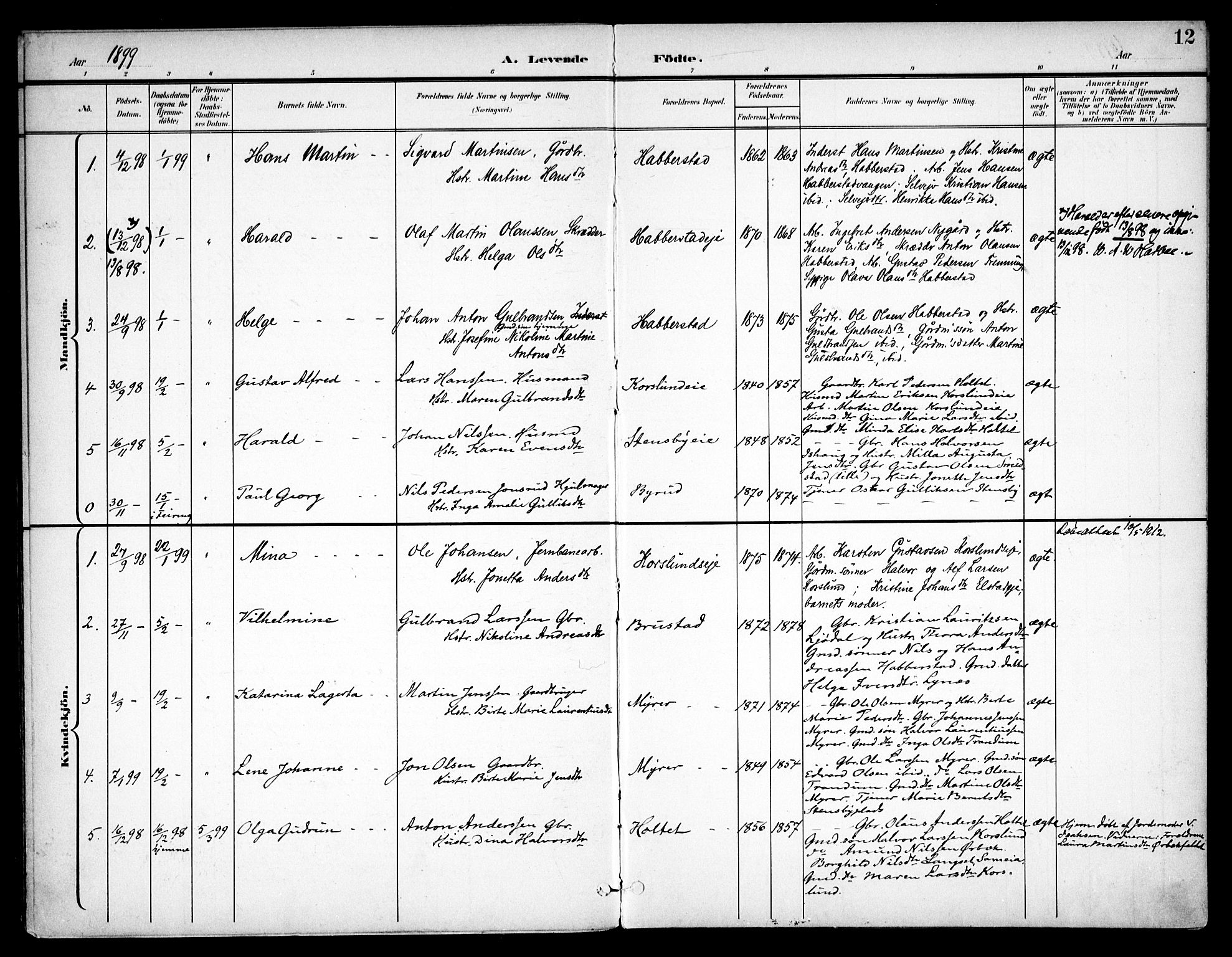 Eidsvoll prestekontor Kirkebøker, SAO/A-10888/F/Fb/L0002: Parish register (official) no. II 2, 1897-1907, p. 12