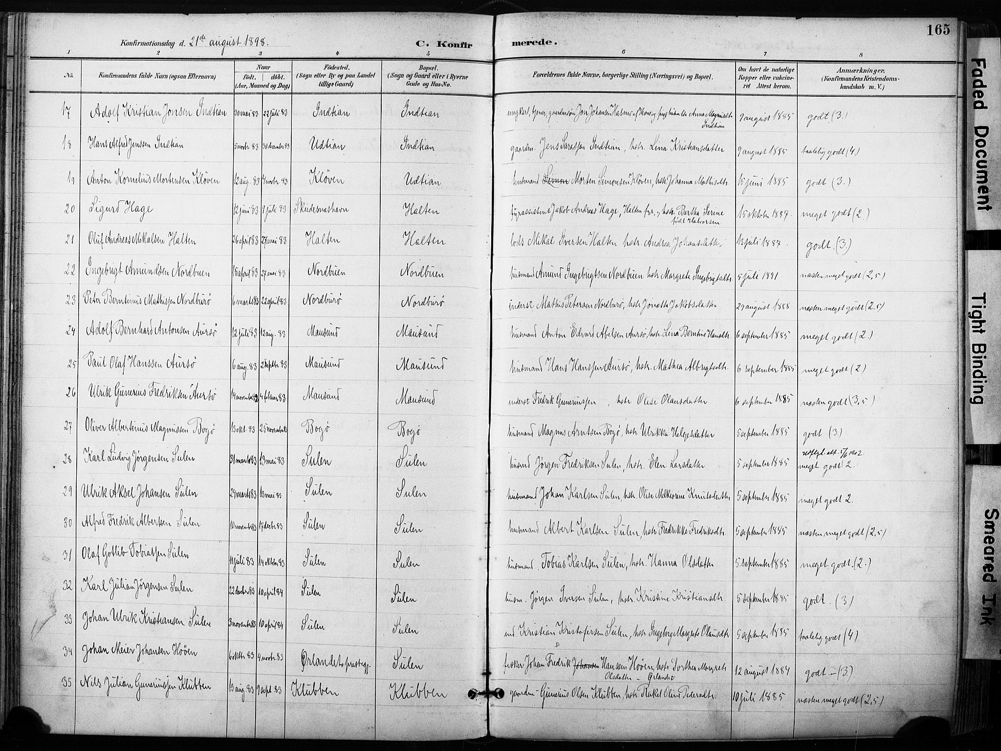 Ministerialprotokoller, klokkerbøker og fødselsregistre - Sør-Trøndelag, SAT/A-1456/640/L0579: Parish register (official) no. 640A04, 1889-1902, p. 165