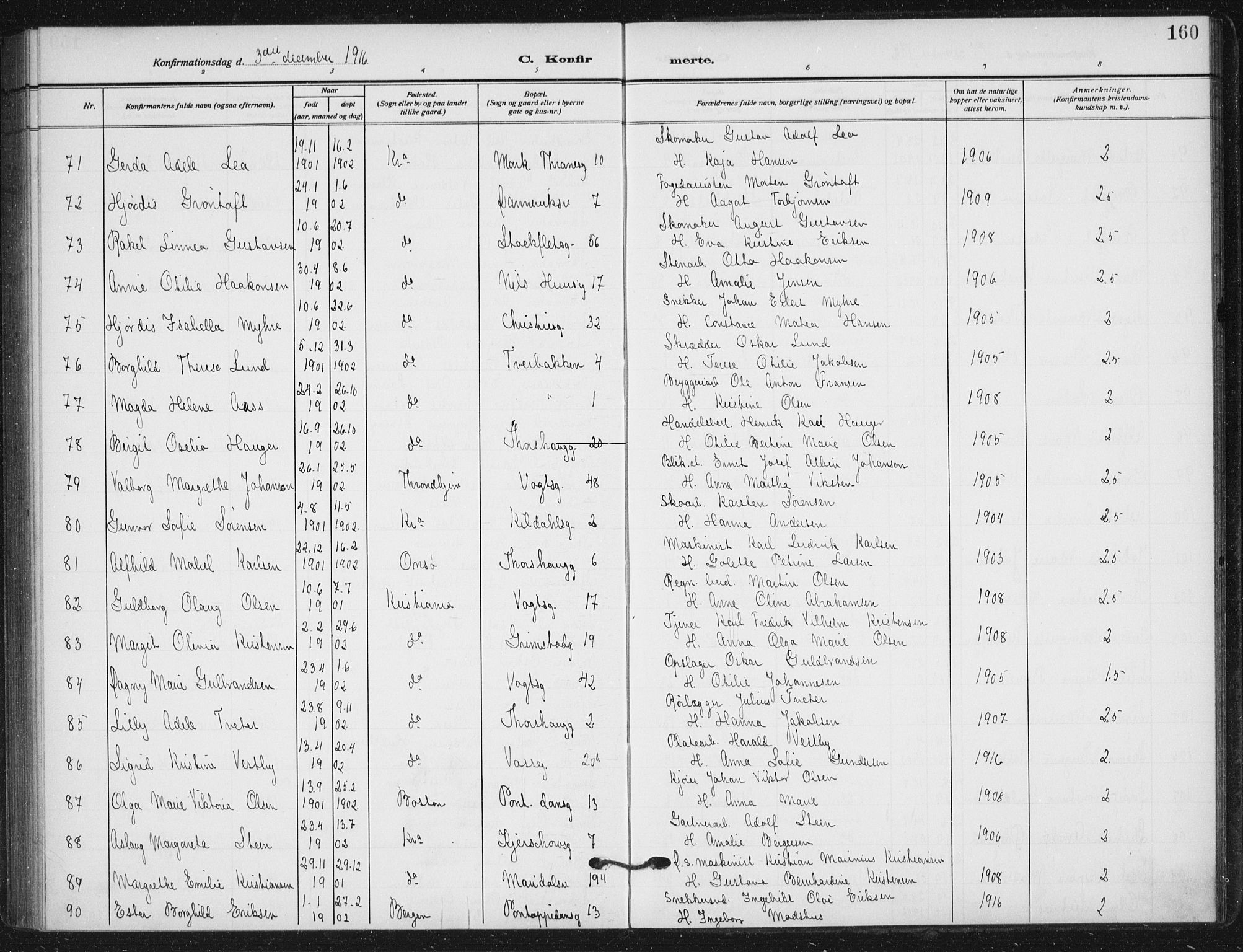 Sagene prestekontor Kirkebøker, SAO/A-10796/F/L0008: Parish register (official) no. 8, 1910-1919, p. 160