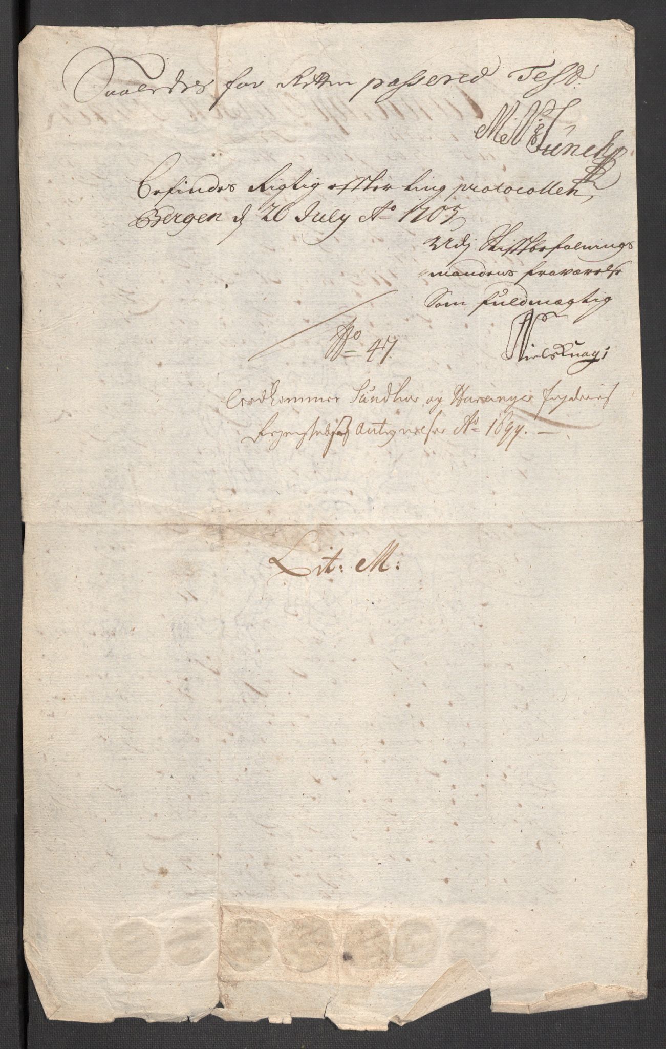 Rentekammeret inntil 1814, Reviderte regnskaper, Fogderegnskap, AV/RA-EA-4092/R48/L2978: Fogderegnskap Sunnhordland og Hardanger, 1699, p. 569