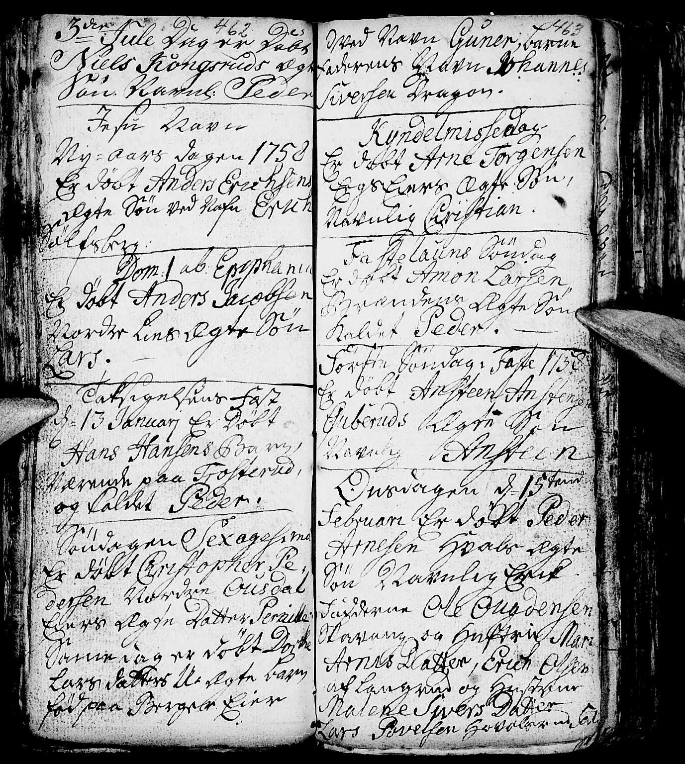 Nes prestekontor, Hedmark, AV/SAH-PREST-020/L/La/L0001: Parish register (copy) no. 1, 1663-1784, p. 462-463