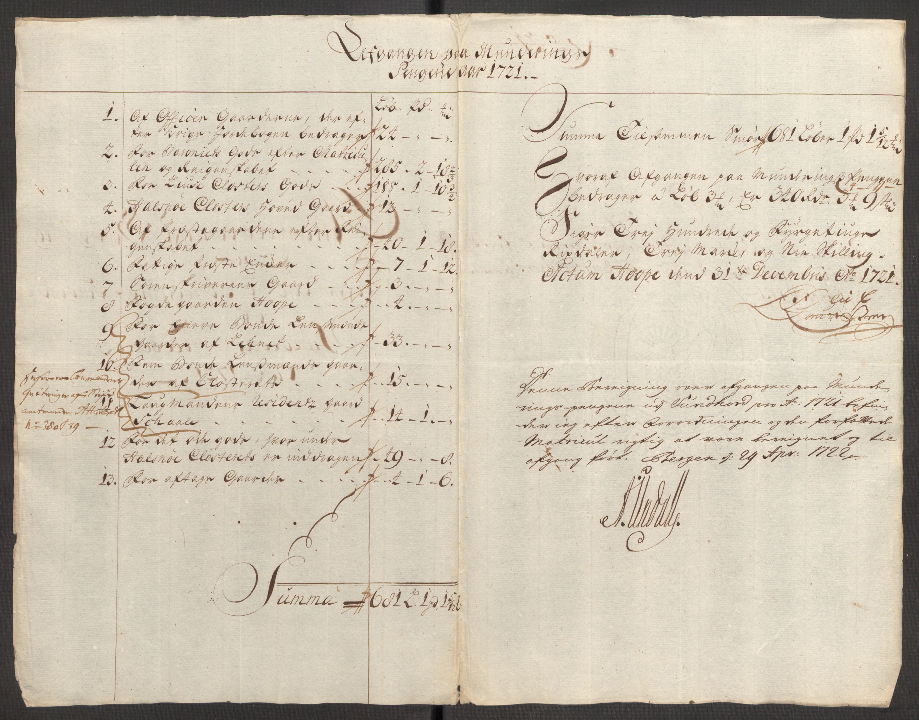 Rentekammeret inntil 1814, Reviderte regnskaper, Fogderegnskap, RA/EA-4092/R48/L3000: Fogderegnskap Sunnhordland og Hardanger, 1721, p. 272