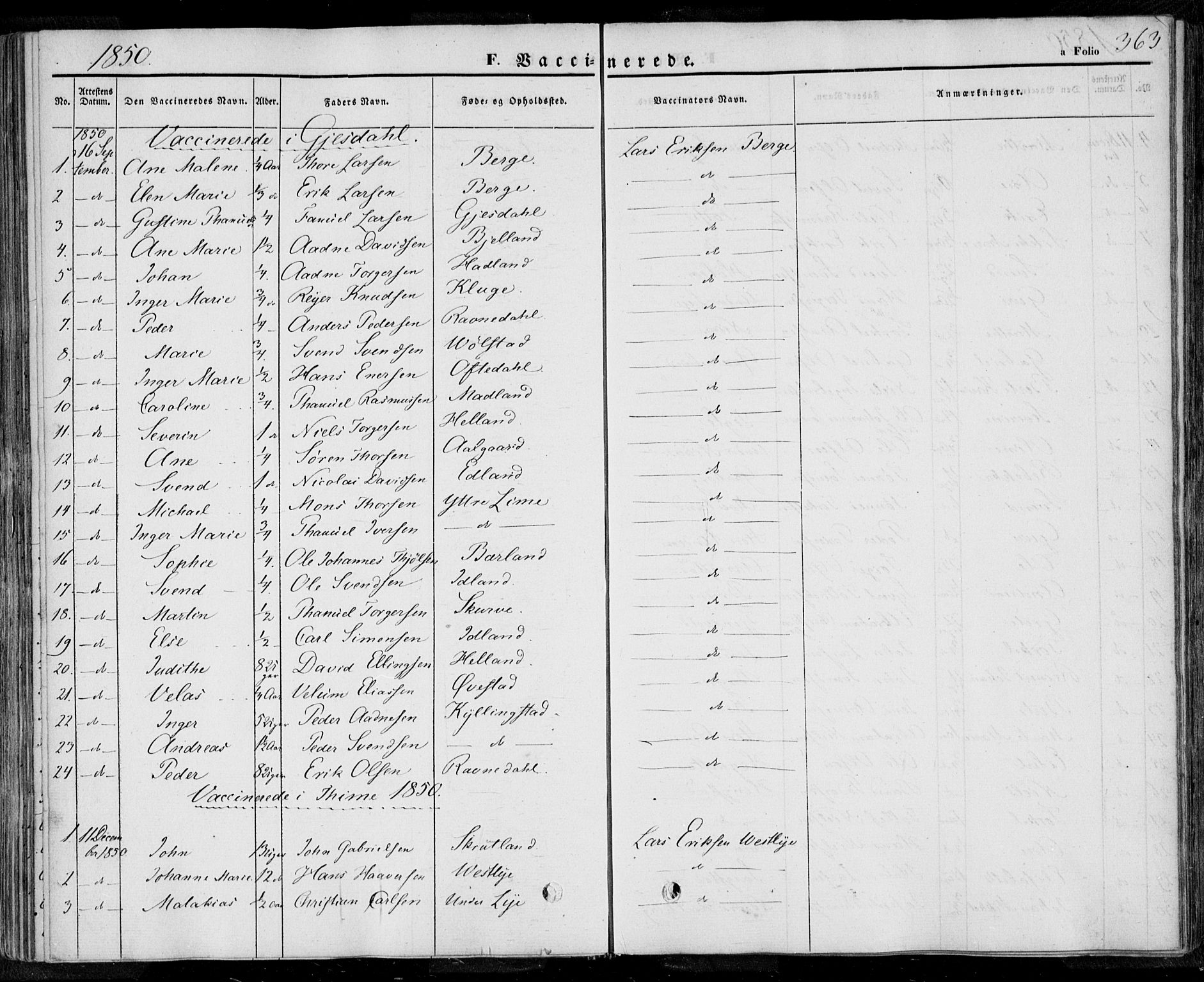 Lye sokneprestkontor, SAST/A-101794/001/30BA/L0006: Parish register (official) no. A 5.2, 1842-1855, p. 363
