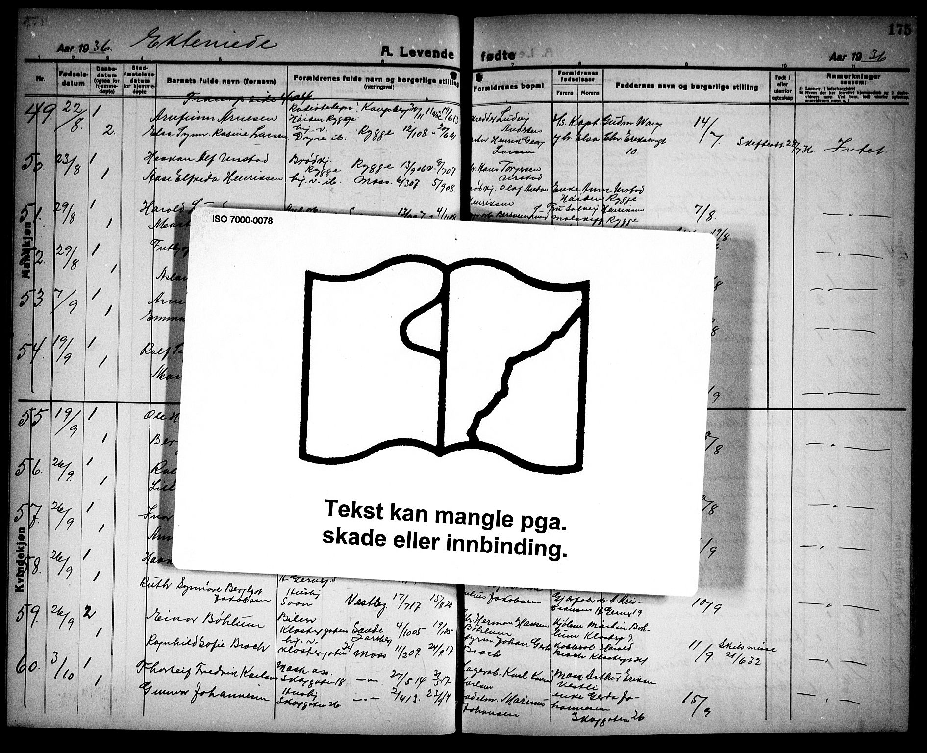 Moss prestekontor Kirkebøker, AV/SAO-A-2003/G/Ga/L0009: Parish register (copy) no. I 9, 1924-1937, p. 175