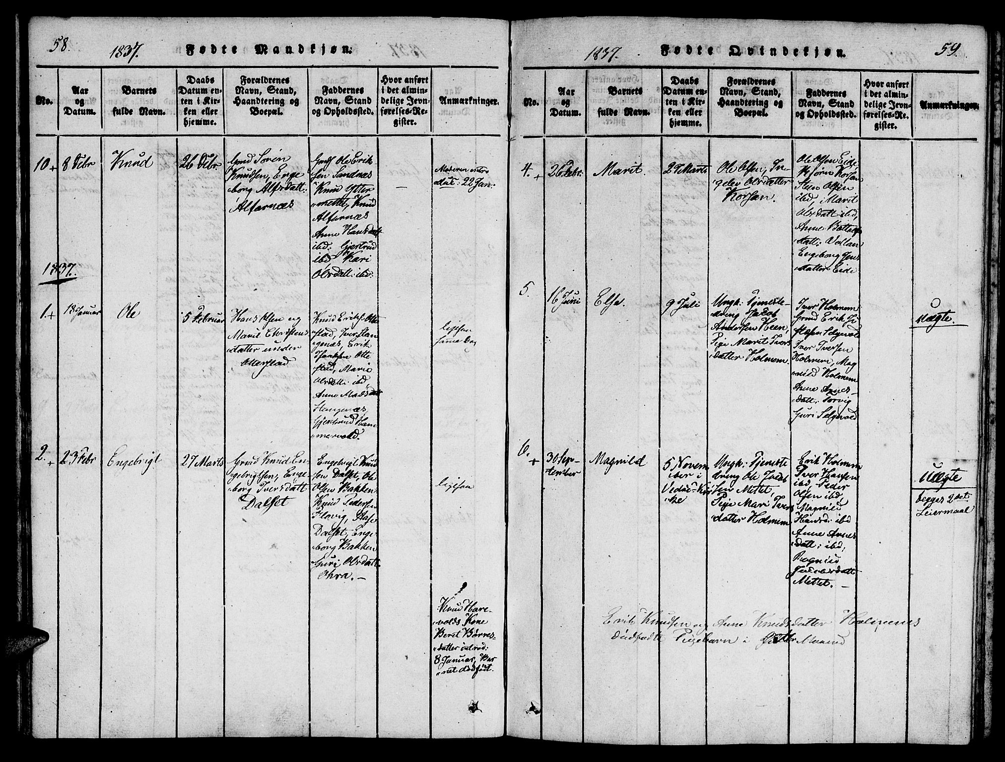 Ministerialprotokoller, klokkerbøker og fødselsregistre - Møre og Romsdal, AV/SAT-A-1454/548/L0612: Parish register (official) no. 548A01, 1818-1846, p. 58-59