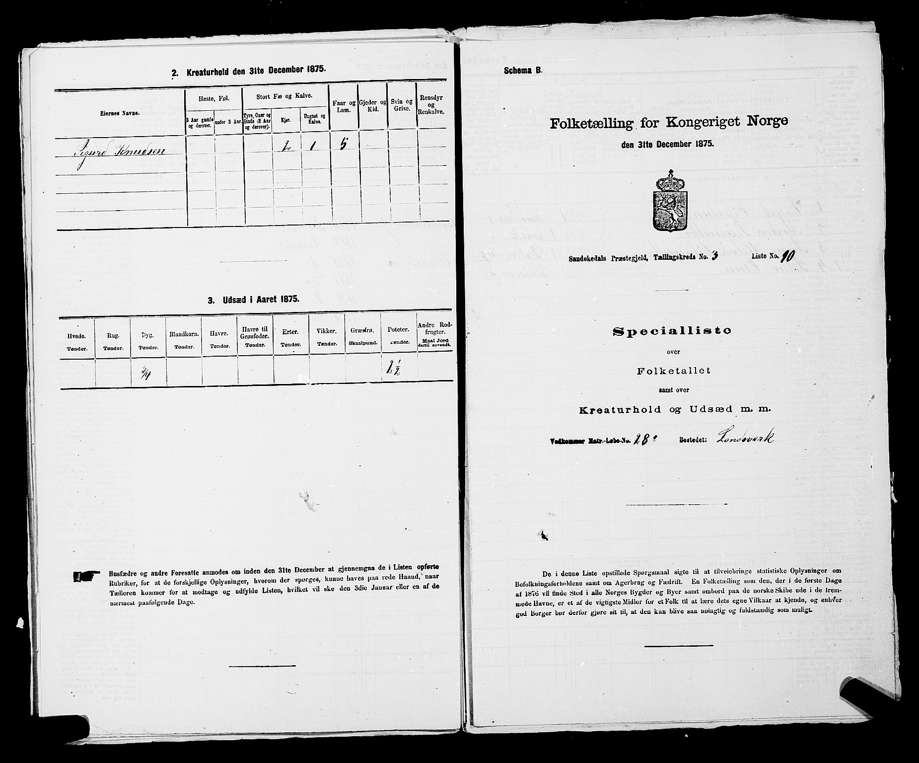 SAKO, 1875 census for 0816P Sannidal, 1875, p. 244