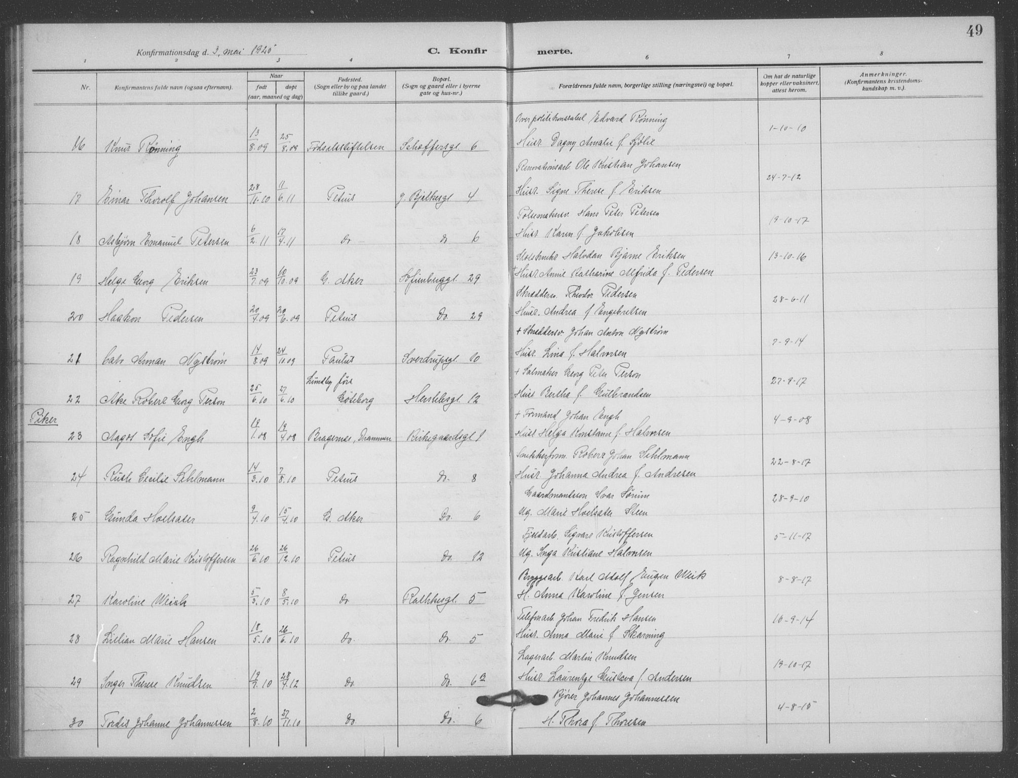 Matteus prestekontor Kirkebøker, AV/SAO-A-10870/F/Fa/L0002: Parish register (official) no. 2, 1917-1938, p. 49