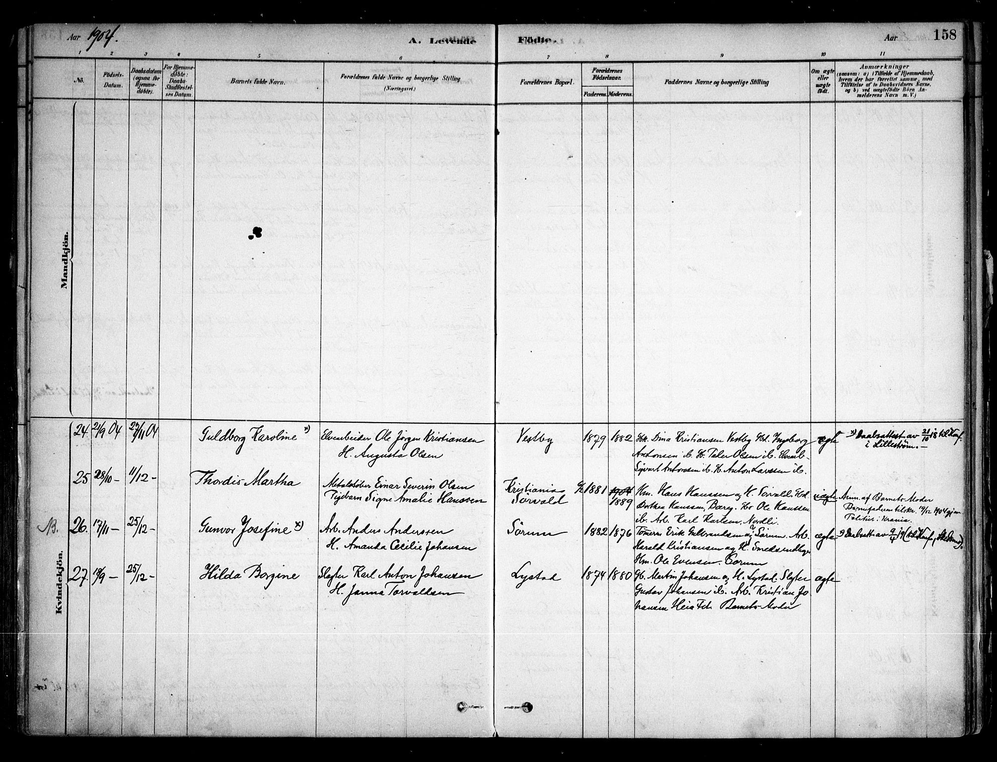 Sørum prestekontor Kirkebøker, AV/SAO-A-10303/F/Fa/L0007: Parish register (official) no. I 7, 1878-1914, p. 158