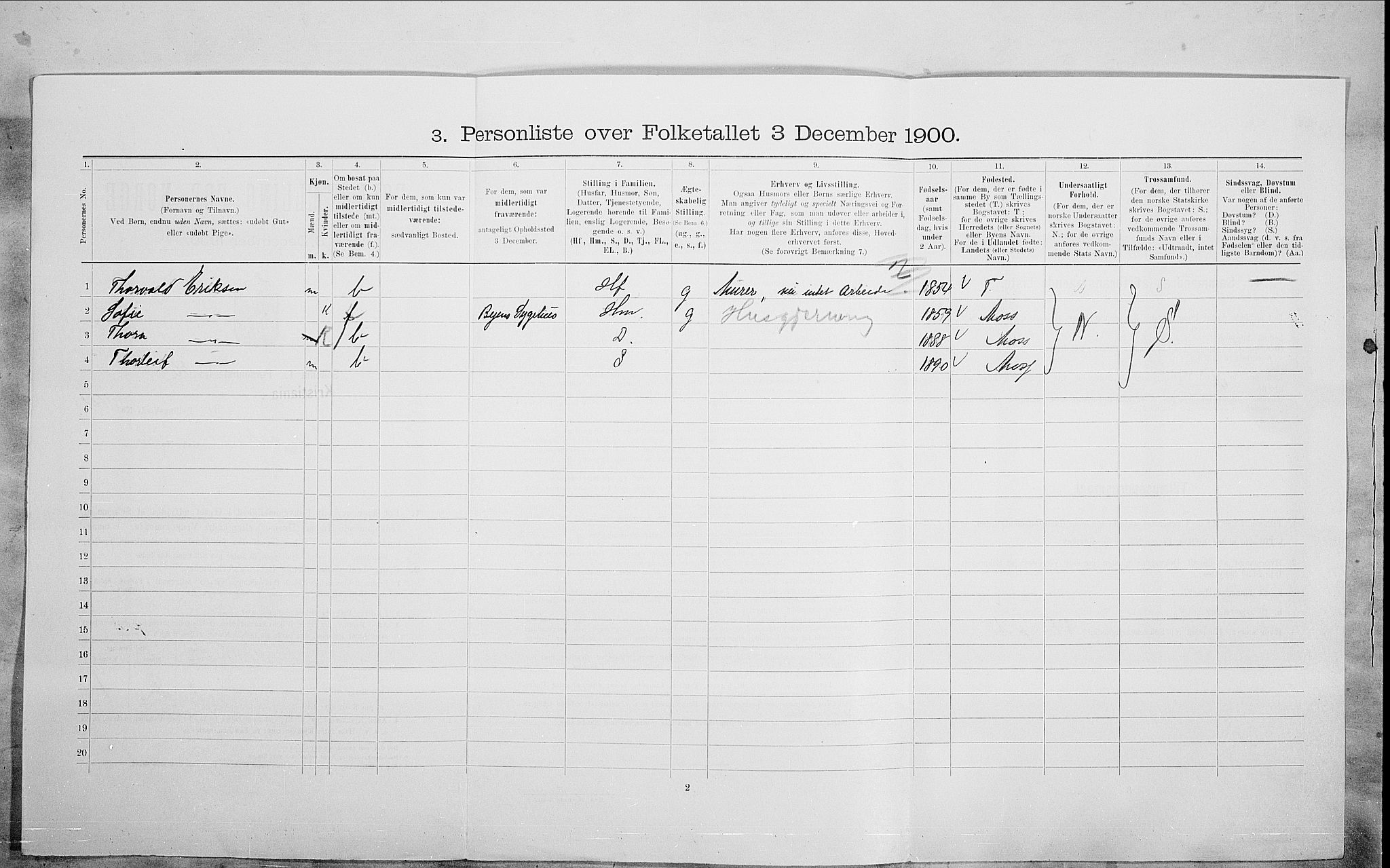 SAO, 1900 census for Kristiania, 1900, p. 96091