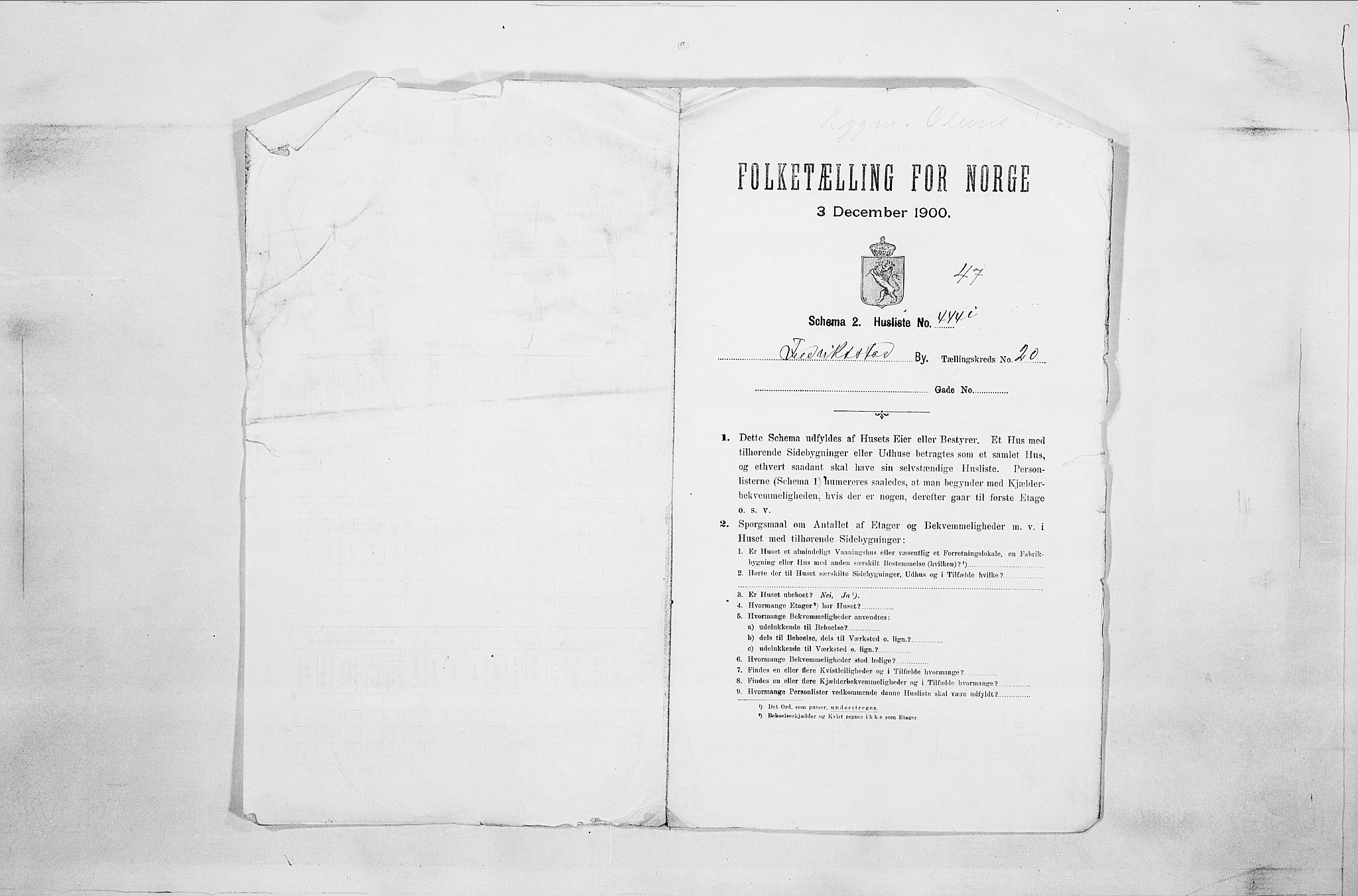 SAO, 1900 census for Fredrikstad, 1900